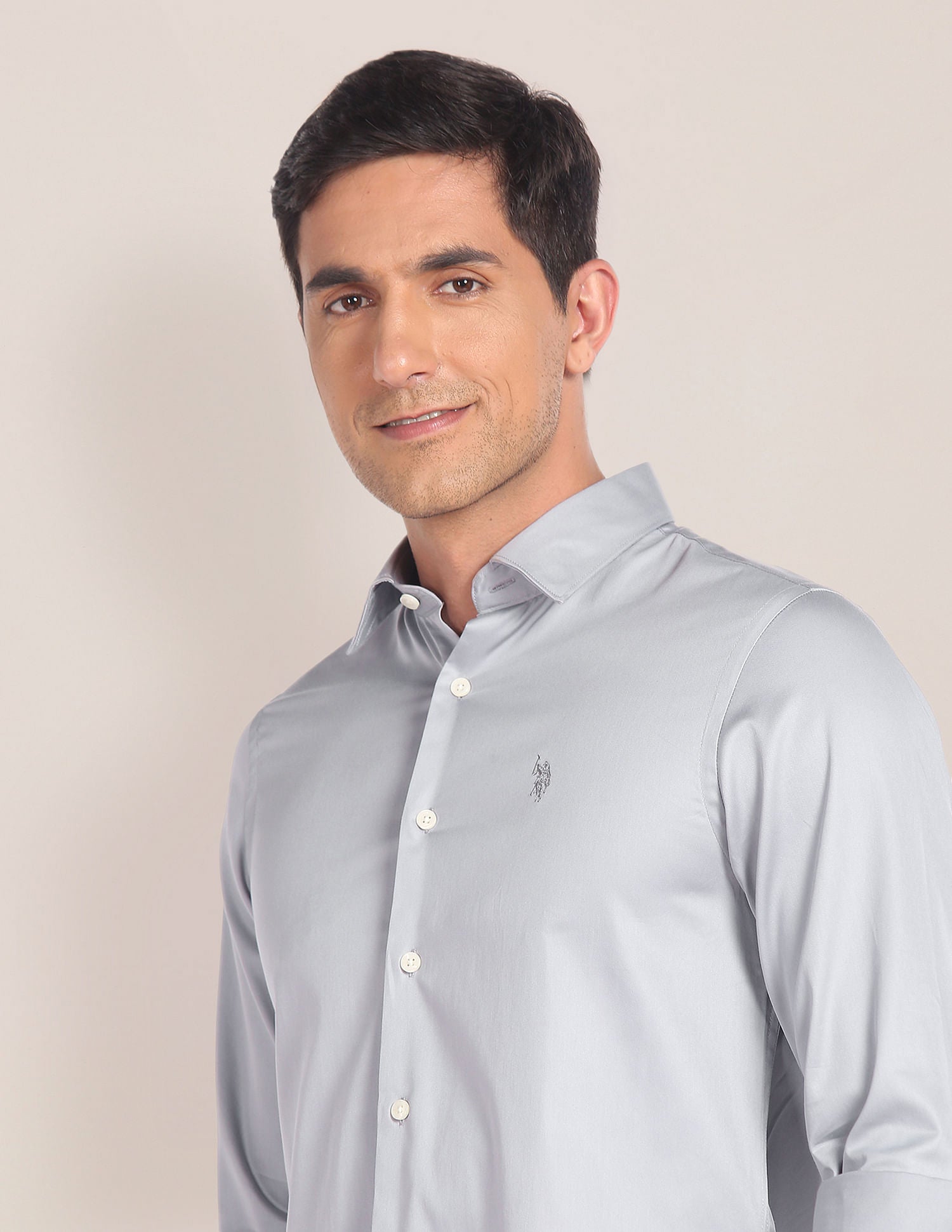 Cutaway Collar Solid Shirt Grey - U.S. POLO ASSN. | Large