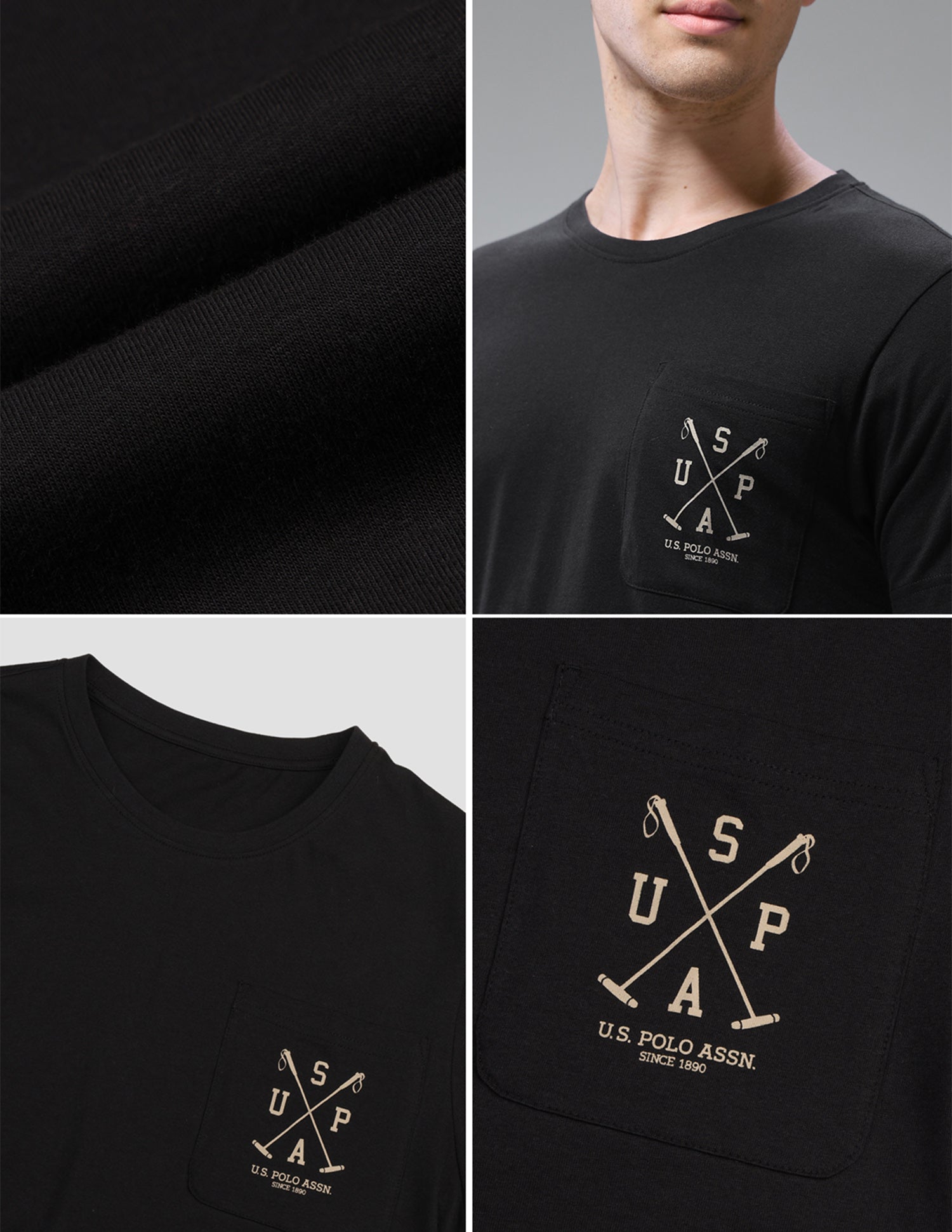 Solid Regular Fit Loungewear T-Shirt Black - U.S. Polo Assn. India | Large
