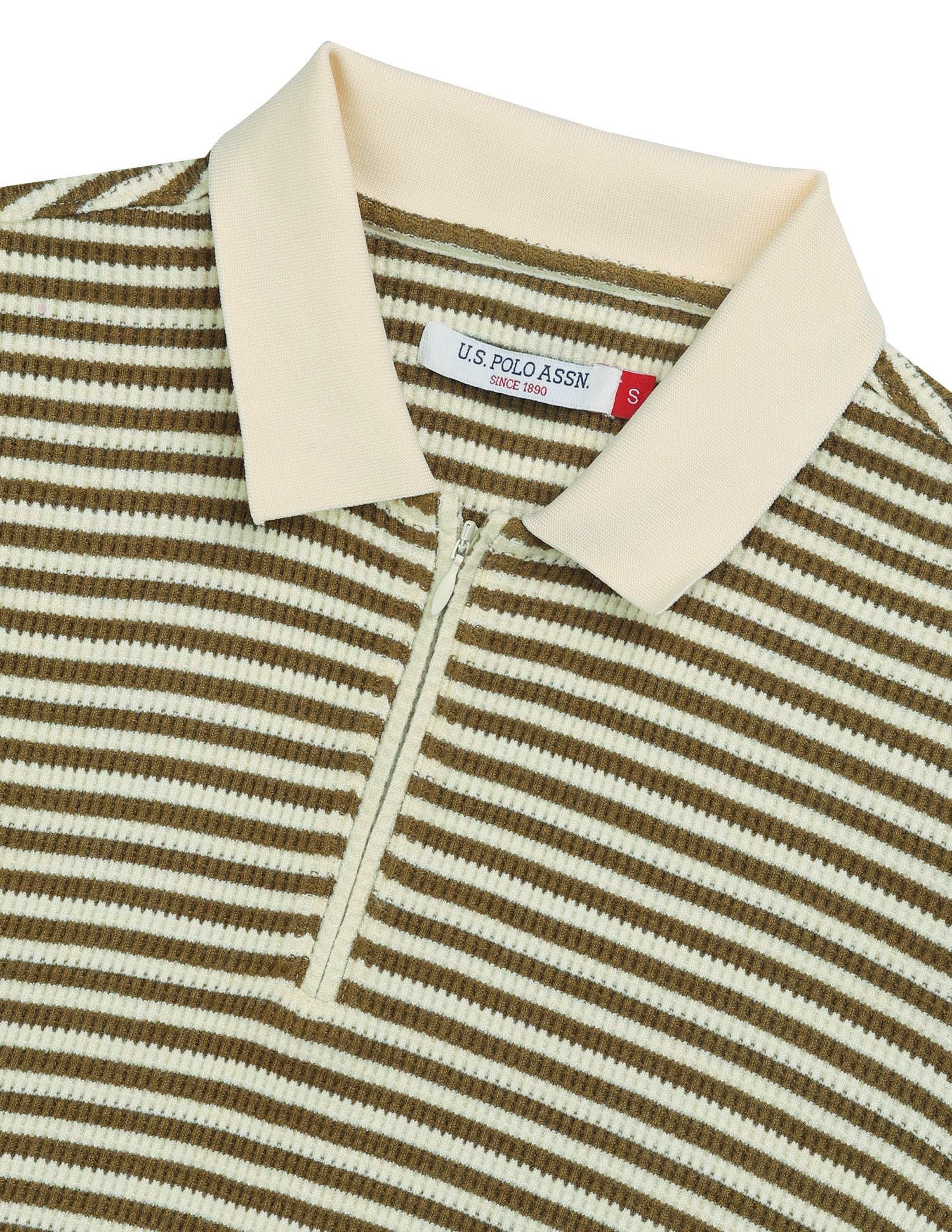 Reglar Fit Horizontal Striped Top Olive - U.S. Polo Assn. India | Large