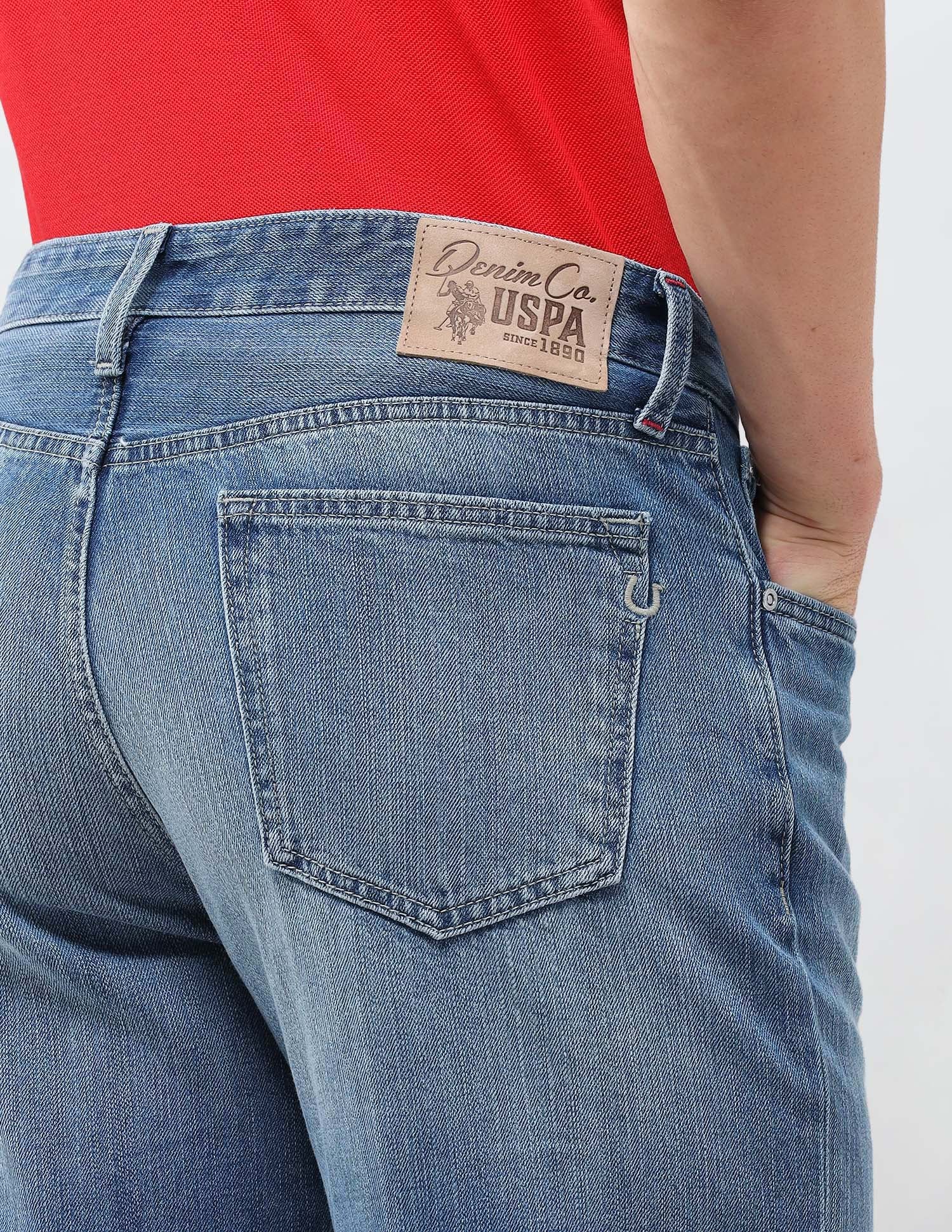 Shawn Relaxed Fit Blue Jeans Mid Blue - U.S. Polo Assn. India | Large