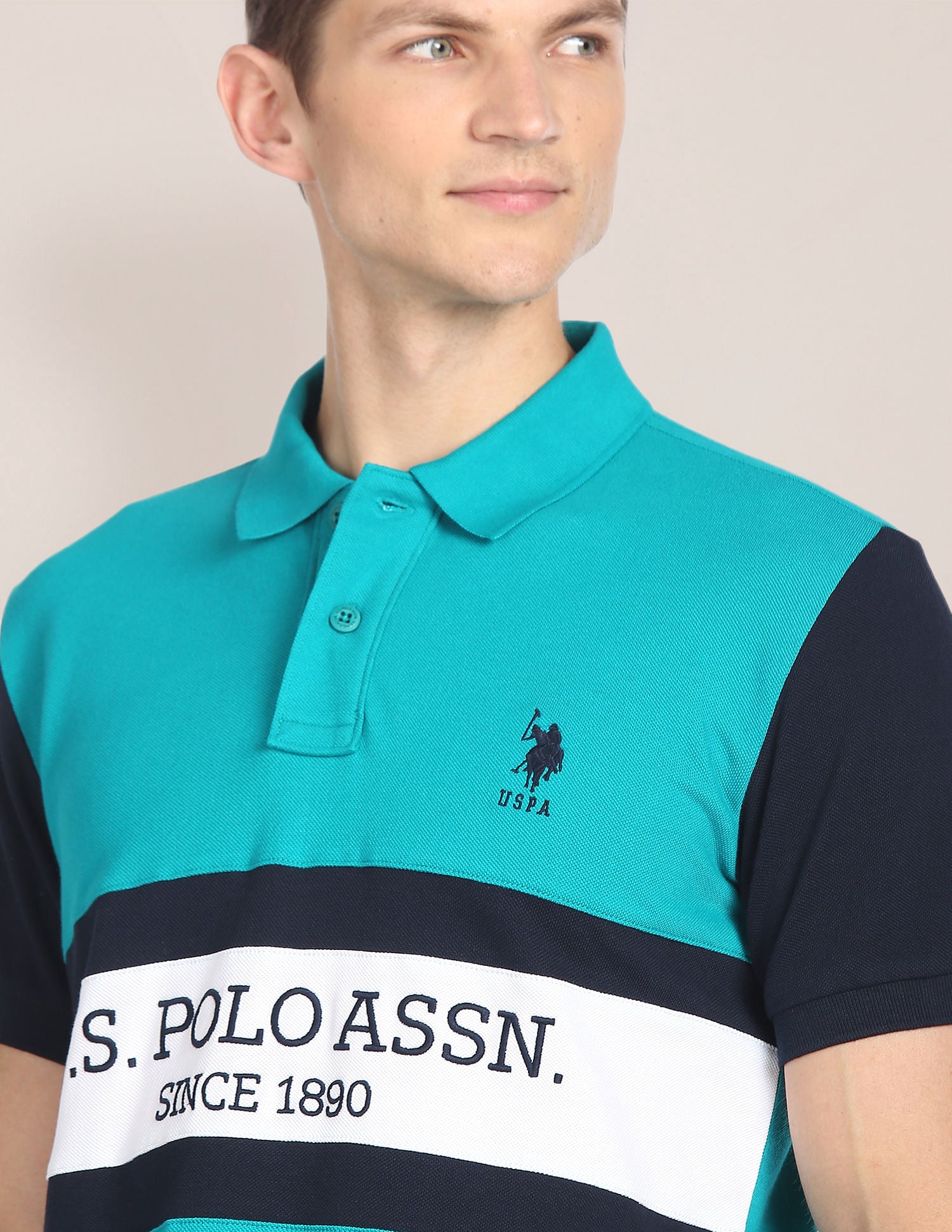 Brand Embroidered Cotton Polo Shirt Green - U.S. POLO ASSN. | Large