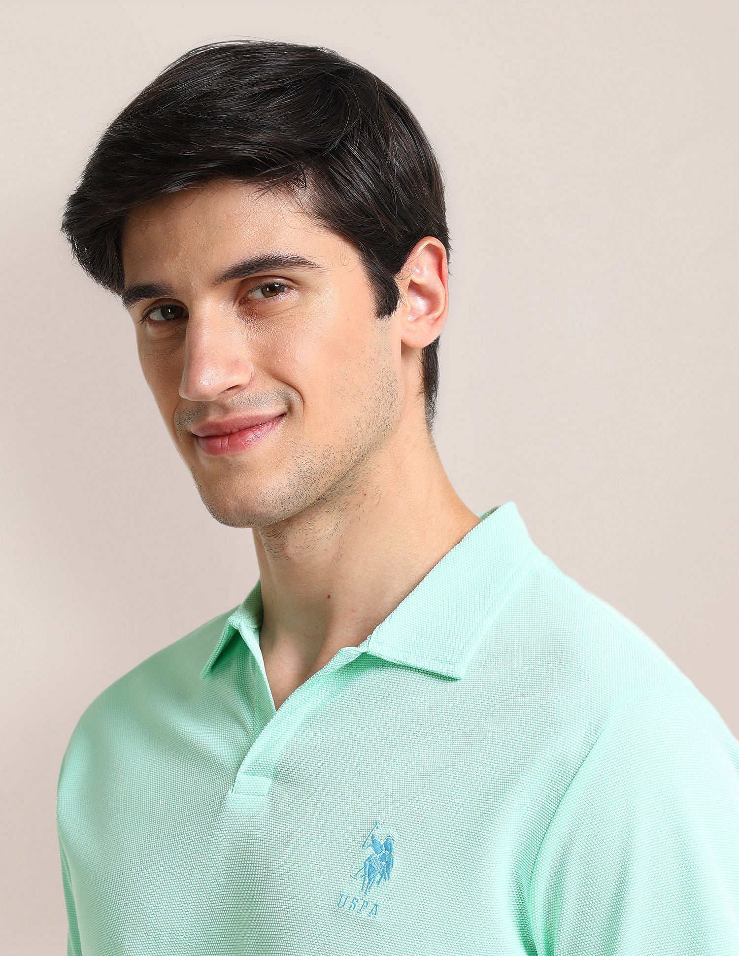 Open Placket Slim Polo Shirt Light Green - U.S. Polo Assn. India | Large