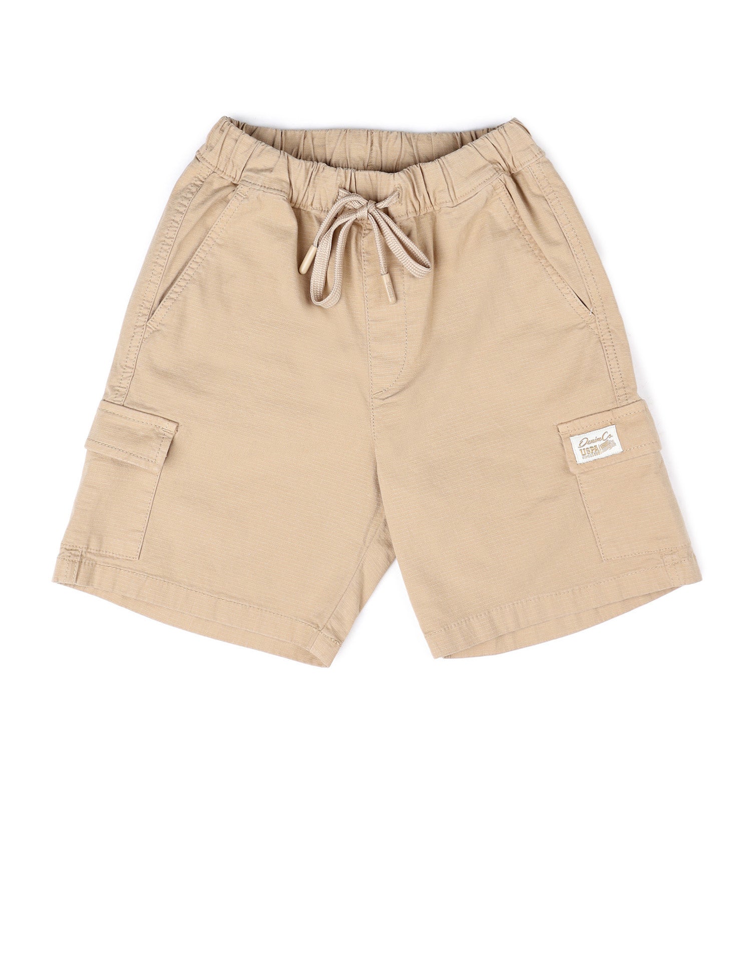 Boys Relaxed Fit Textured Cargo Shorts Beige - U.S. POLO ASSN. | Large