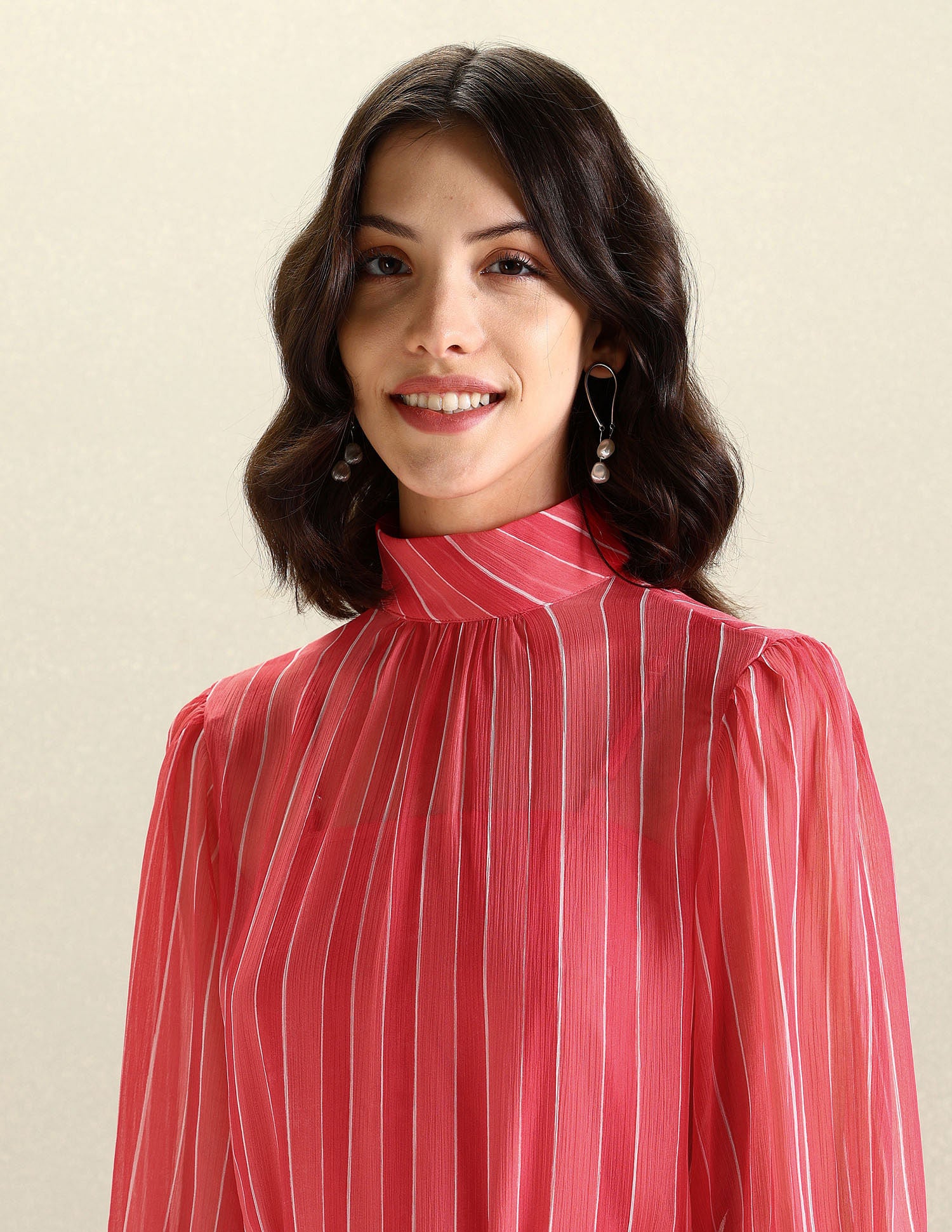 High Neck Vertical Stripe Dress Pink - U.S. POLO ASSN. | Large