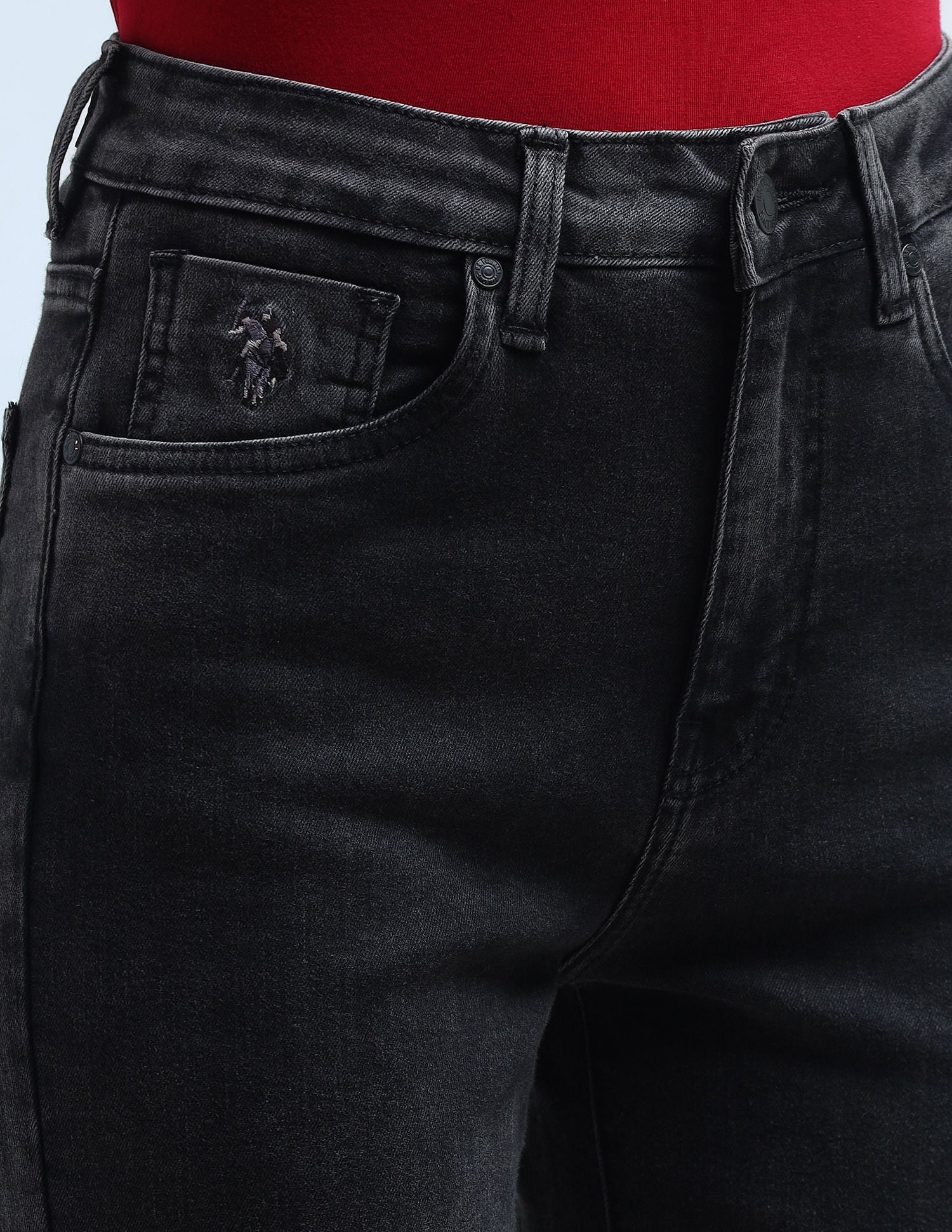 High Rise Straight Fit Jeans Dark Grey - U.S. Polo Assn. India | Large