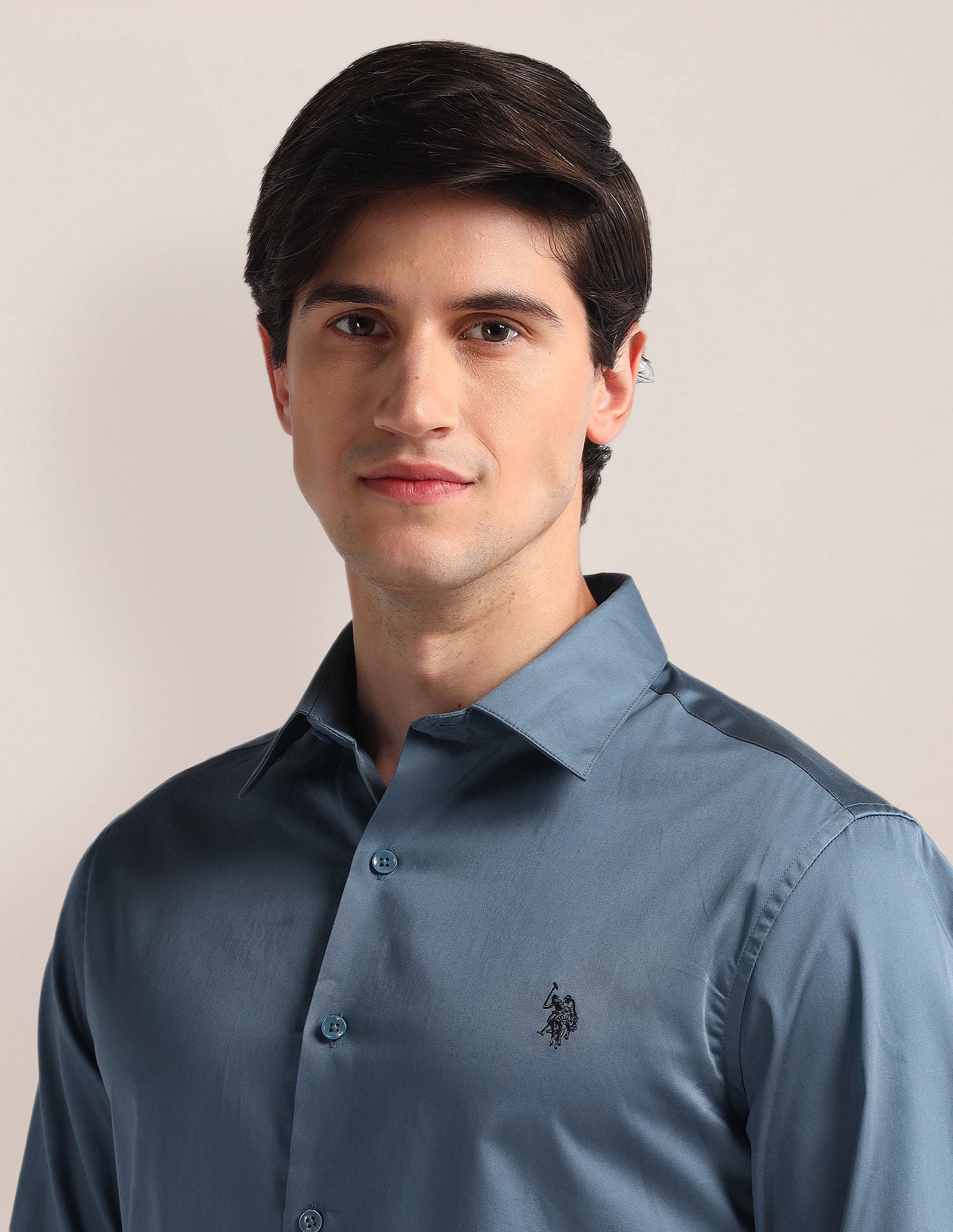 Tailored Fit Pure Cotton Shirt Teal - U.S. Polo Assn. India | Large