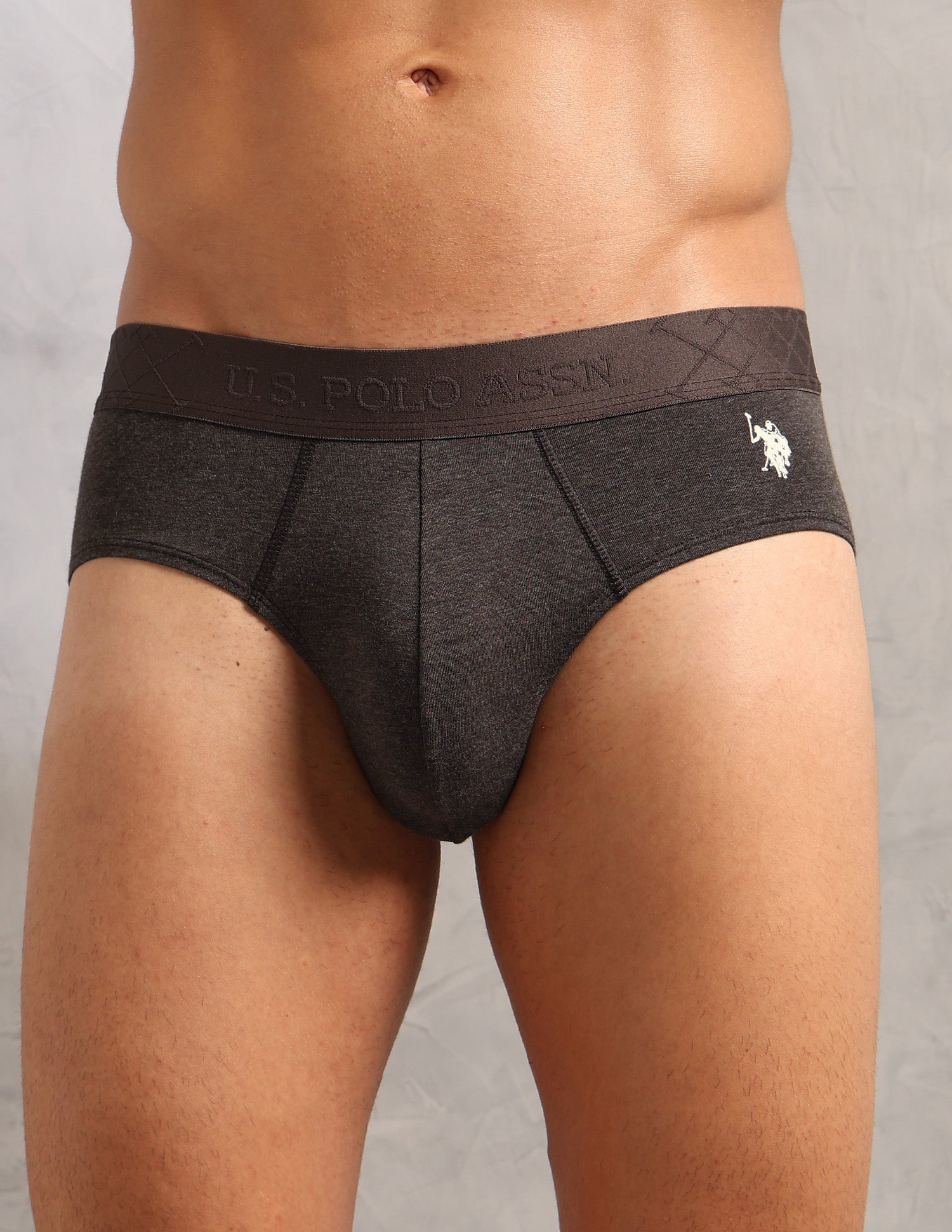 Breathable Bamboo Cotton PB006 Briefs - Pack Of 1 Dark Brown Melange - U.S. POLO ASSN. | Large