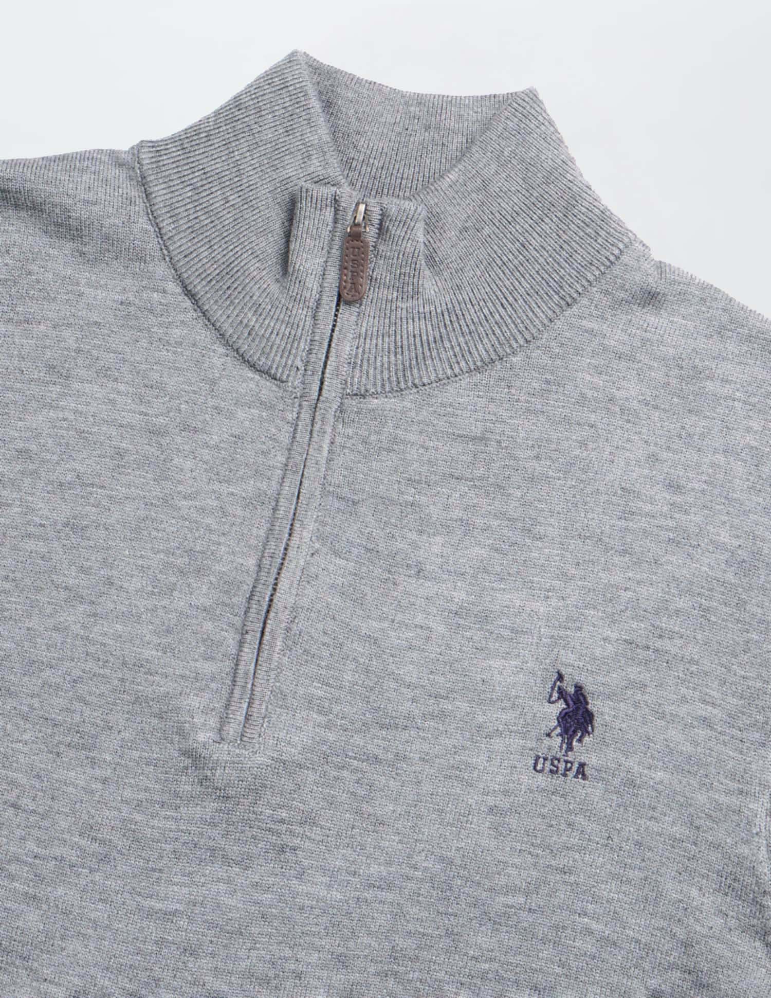 Heathered Regular Fit Sweater Grey - U.S. POLO ASSN. | Large