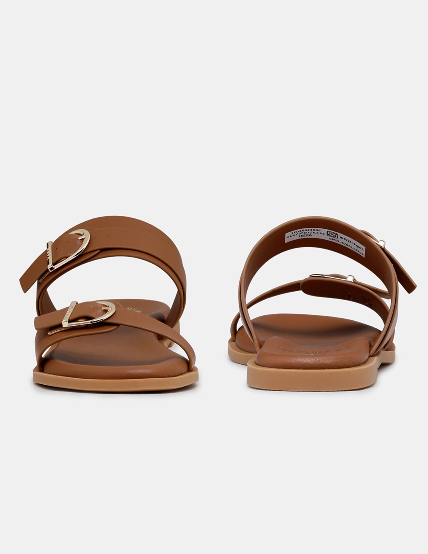 Women Jores Open Toe Buckle Sandals Tan - U.S. Polo Assn. India | Large