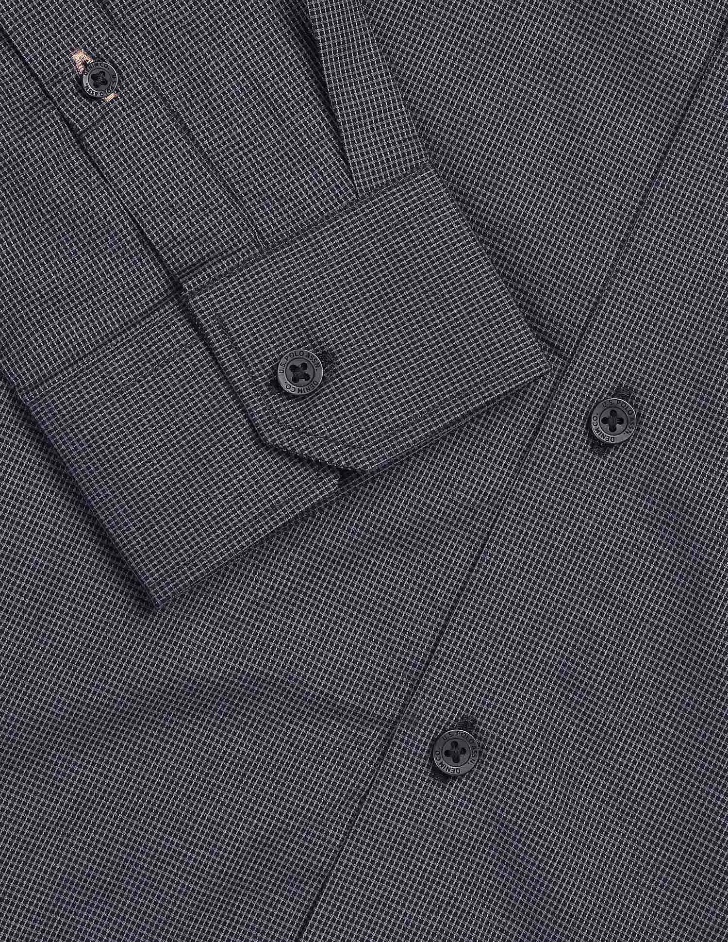 Micro Checked Black & Gold Shirt Dark Grey - U.S. Polo Assn. India | Large