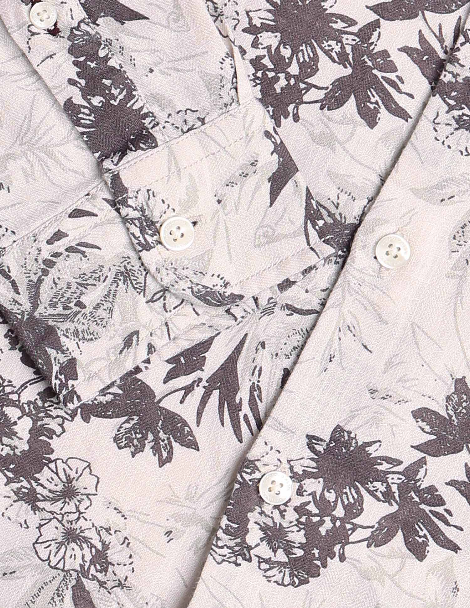 Floral Printed Regular Fit Shirt Beige - U.S. POLO ASSN. | Large