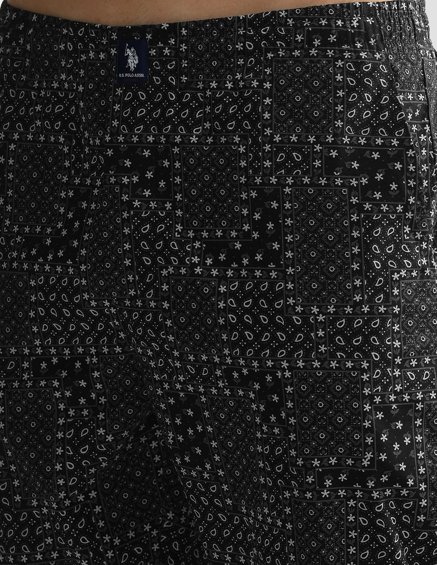 Mid Rise Printed OELP7 Lounge Track Pants - Pack Of 1 Black - U.S. POLO ASSN. | Large