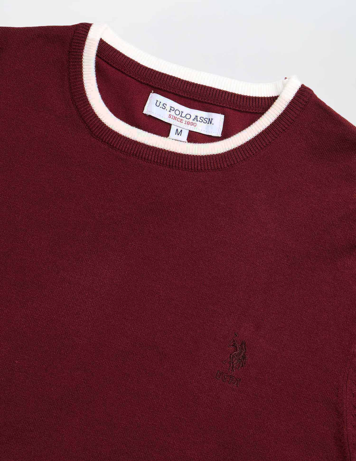 Solid Regular Fit Sweater Maroon - U.S. POLO ASSN. | Large