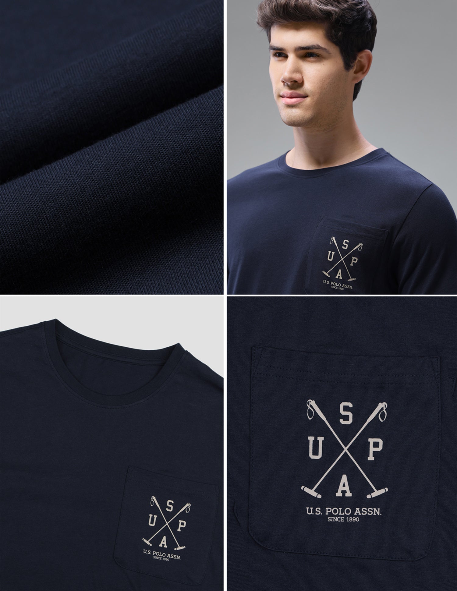 Solid Regular Fit Loungewear T-Shirt Navy - U.S. Polo Assn. India | Large