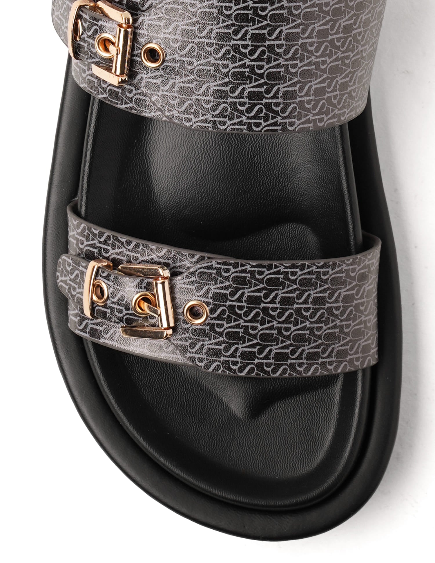 Maria Black Monogram Print Footbed Flats Black - U.S. Polo Assn. India | Large