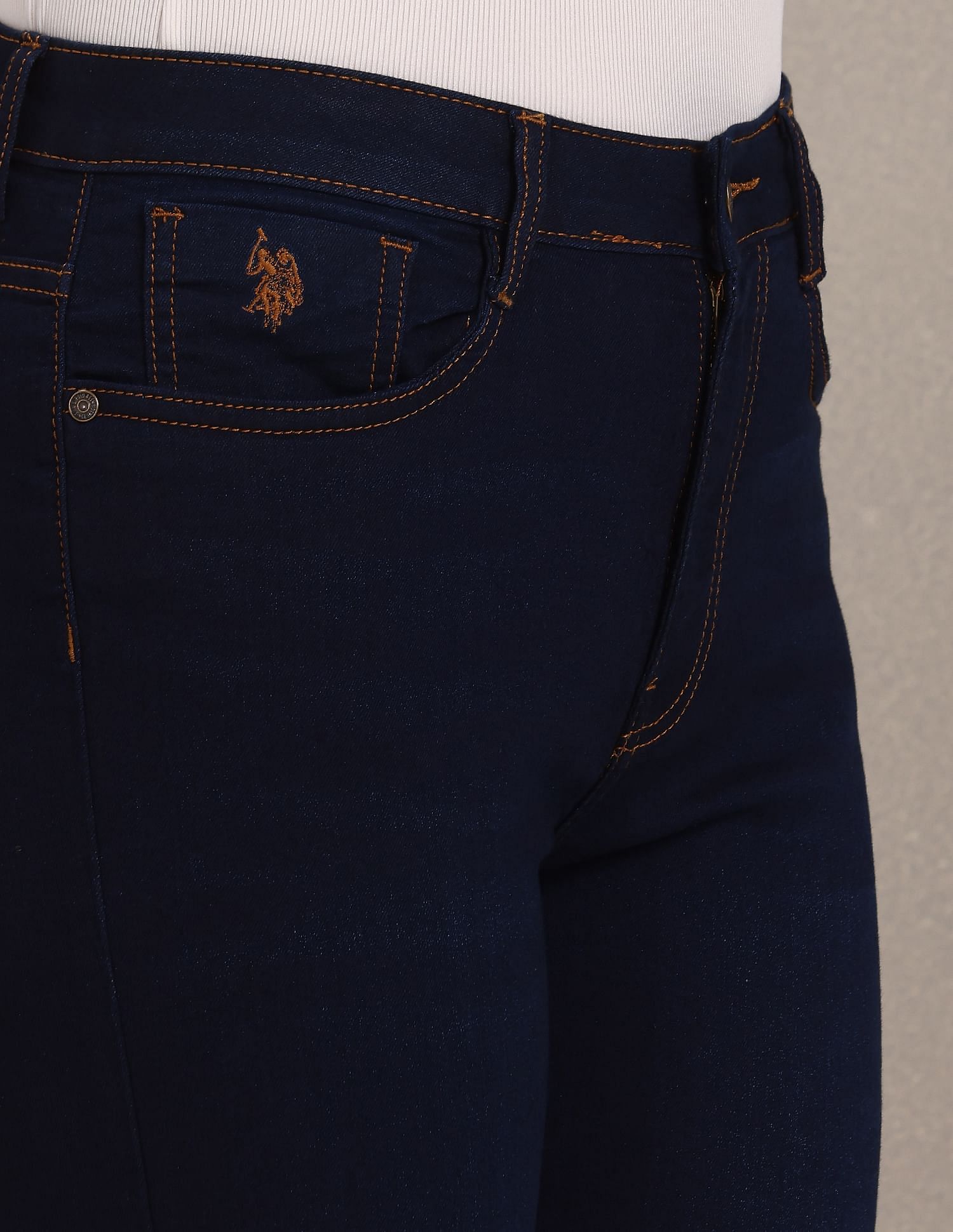 Mid Rise Skinny Fit Rinsed Jeans Dark Blue - U.S. Polo Assn. India | Large