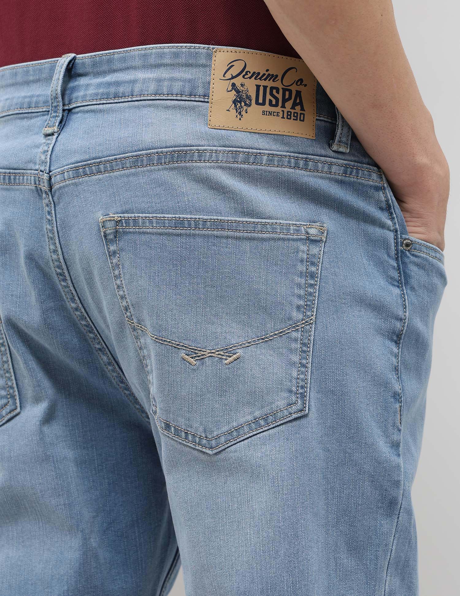 Harold Slim Straight Fit Blue Jeans Light Indigo - U.S. POLO ASSN. | Large