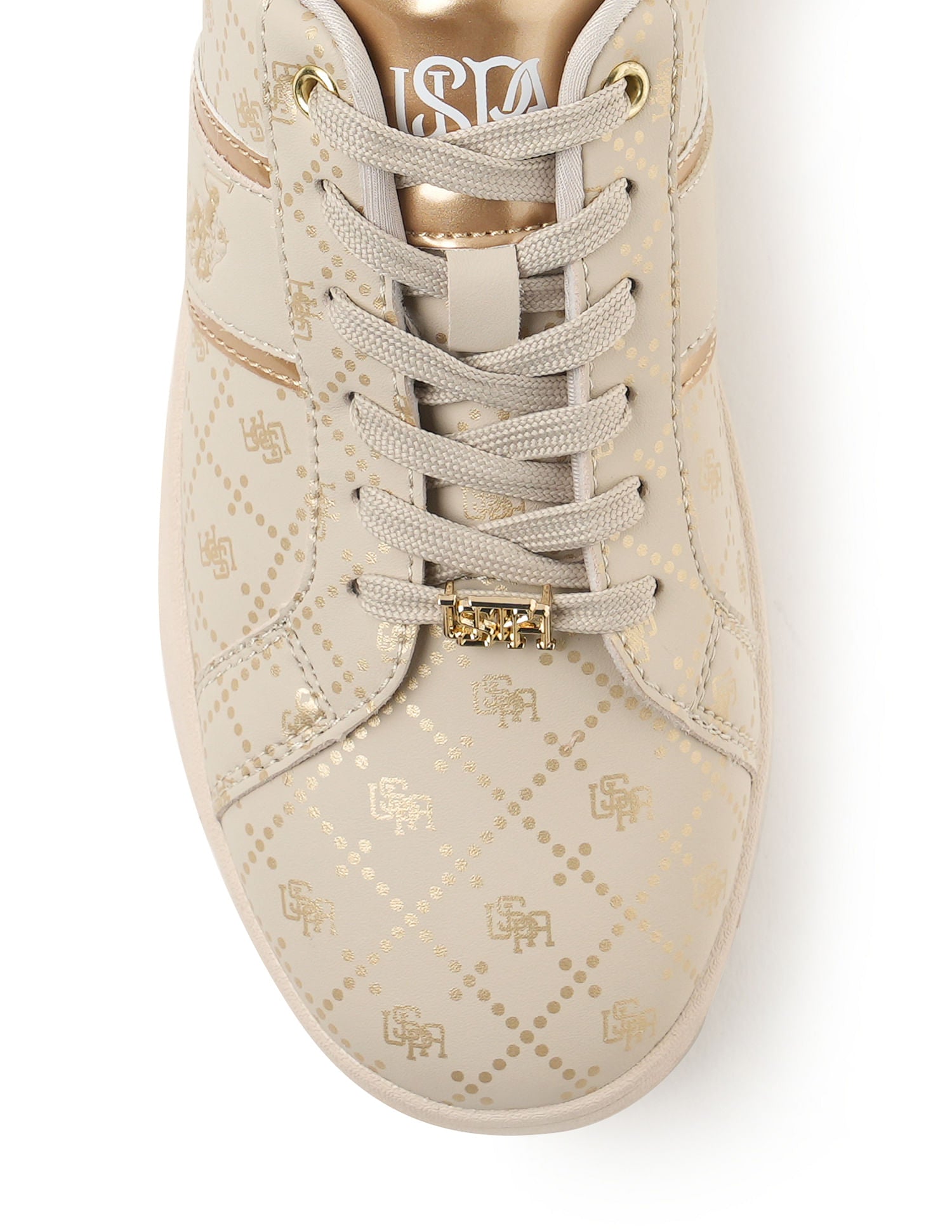 Women Brand Print Harriet Sneakers Beige - U.S. POLO ASSN. | Large