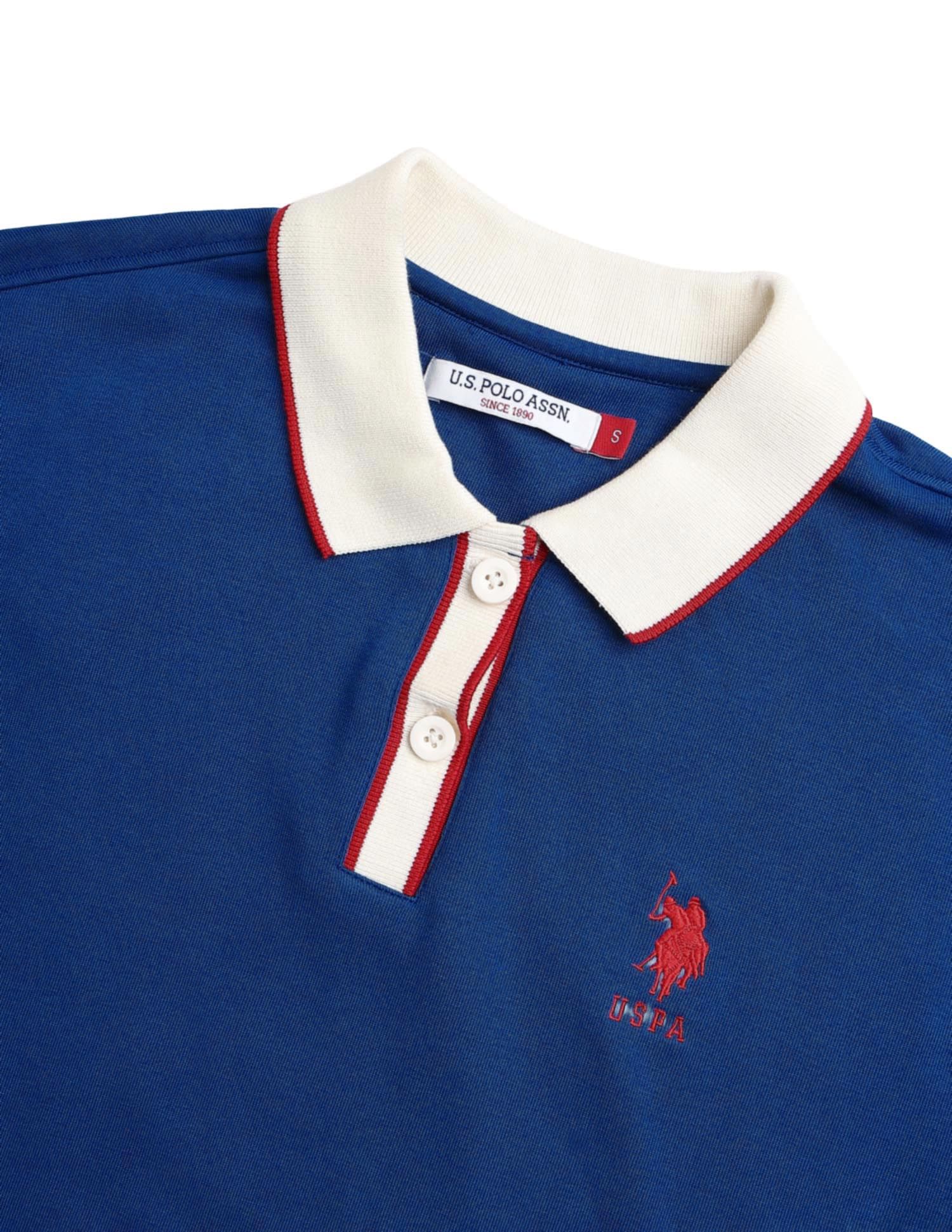 Colourblocked Regular Fit Polo Collar Sweater Blue - U.S. POLO ASSN. | Large