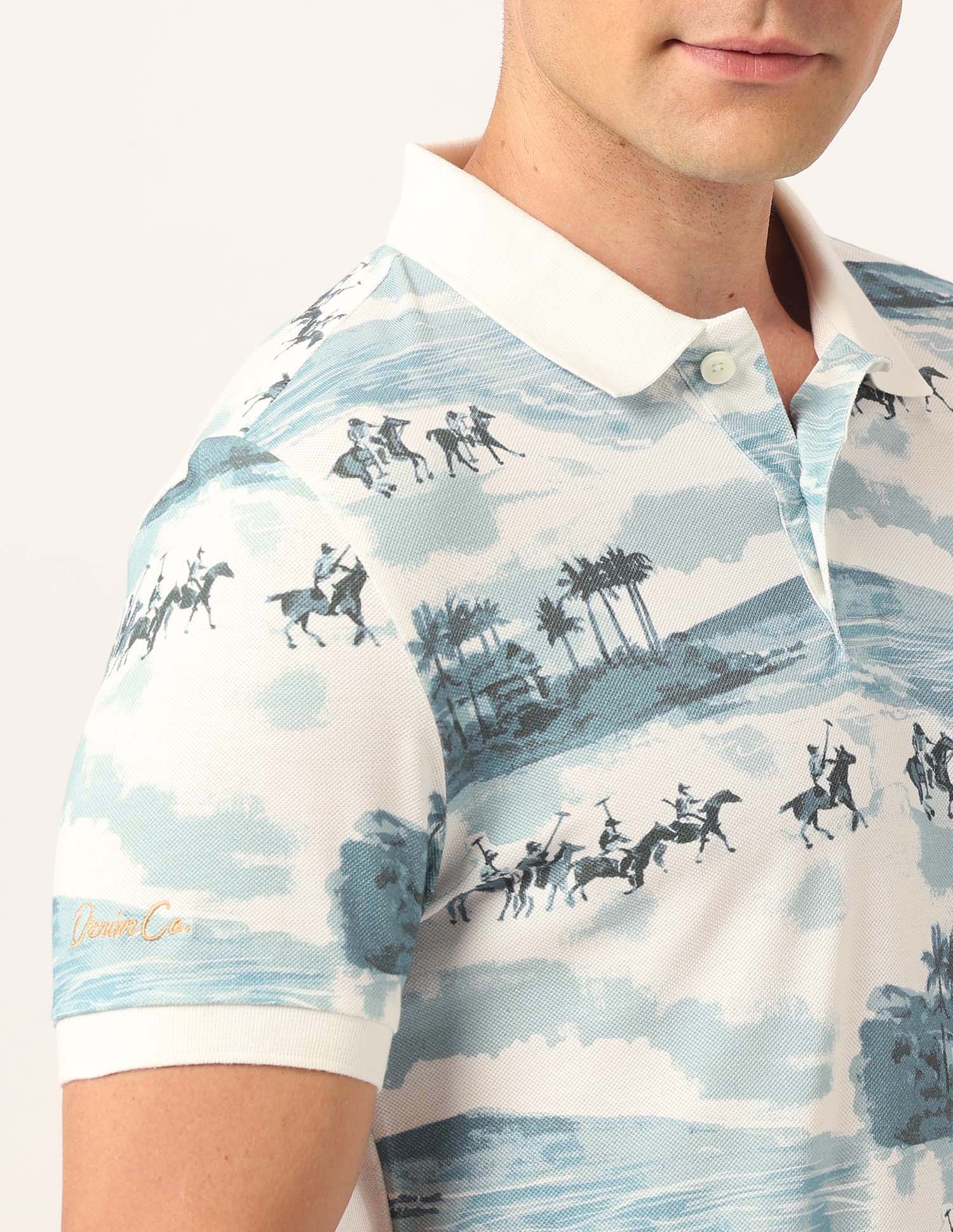 Graphic Printed Muscle Fit Polo Shirt Blue - U.S. Polo Assn. India | Large