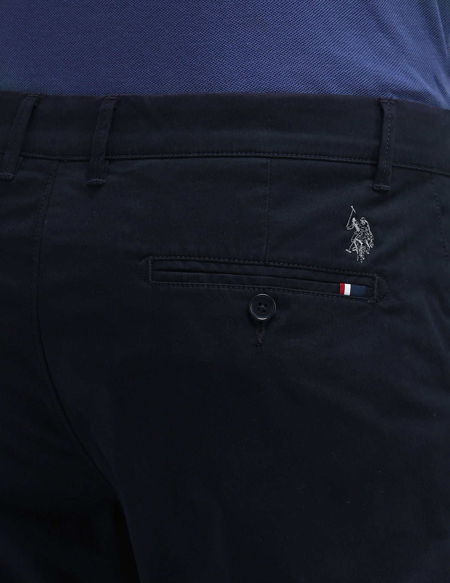 Denver Slim Fit Solid Trousers Navy - U.S. POLO ASSN. | Large