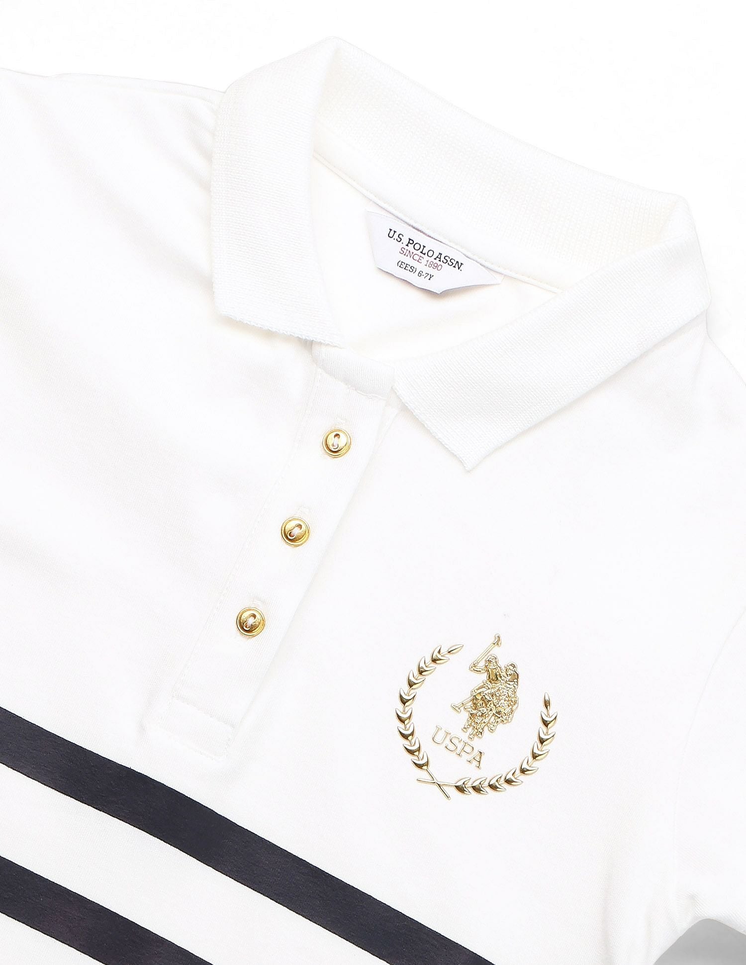 Girls Horizontal Striped Skater Dress White - U.S. POLO ASSN. | Large