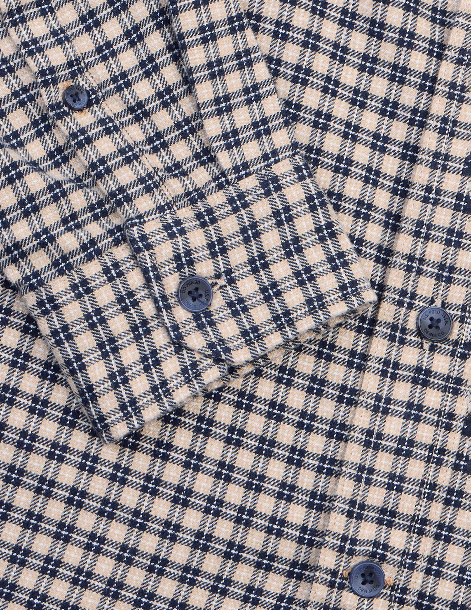 Plaid Checked Twill Shirt Beige - U.S. Polo Assn. India | Large