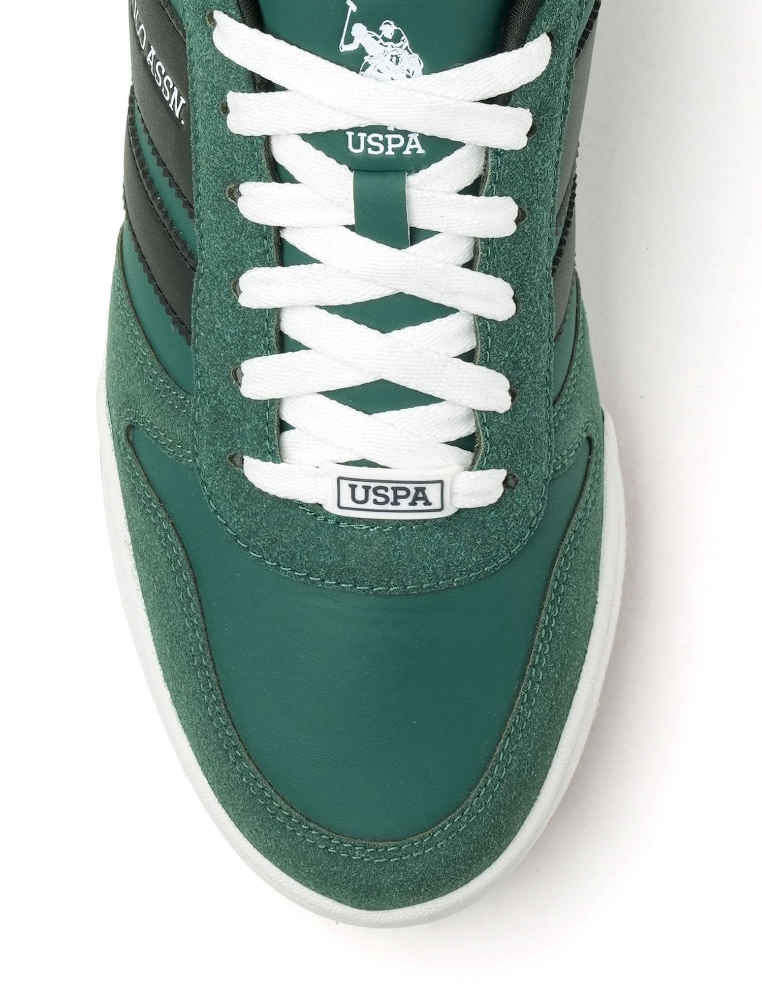 Men Gren Suede Colourblocked Sneakers Green - U.S. Polo Assn. India | Large