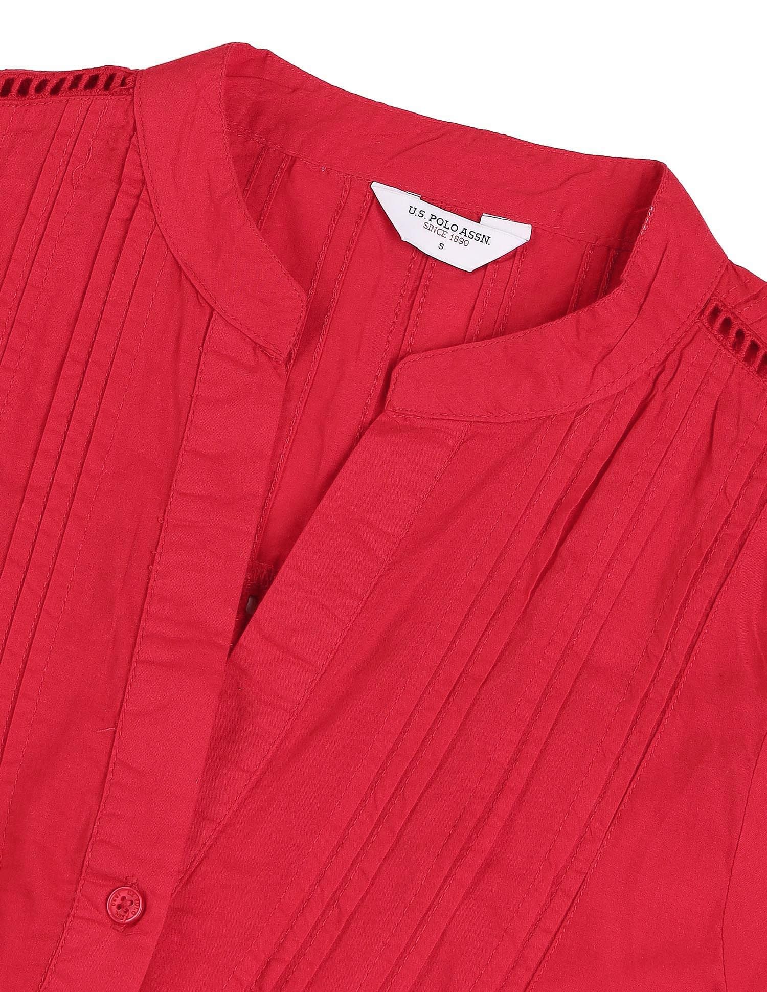 Pintucked Shifflli Top Red - U.S. POLO ASSN. | Large