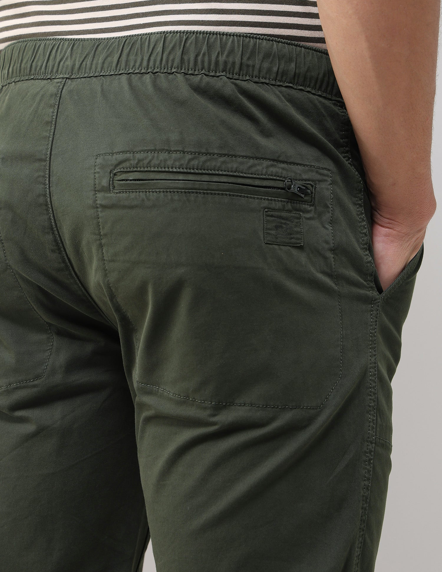 Twill Harold Slim Straight Fit Trousers Dark Olive - U.S. Polo Assn. India | Large