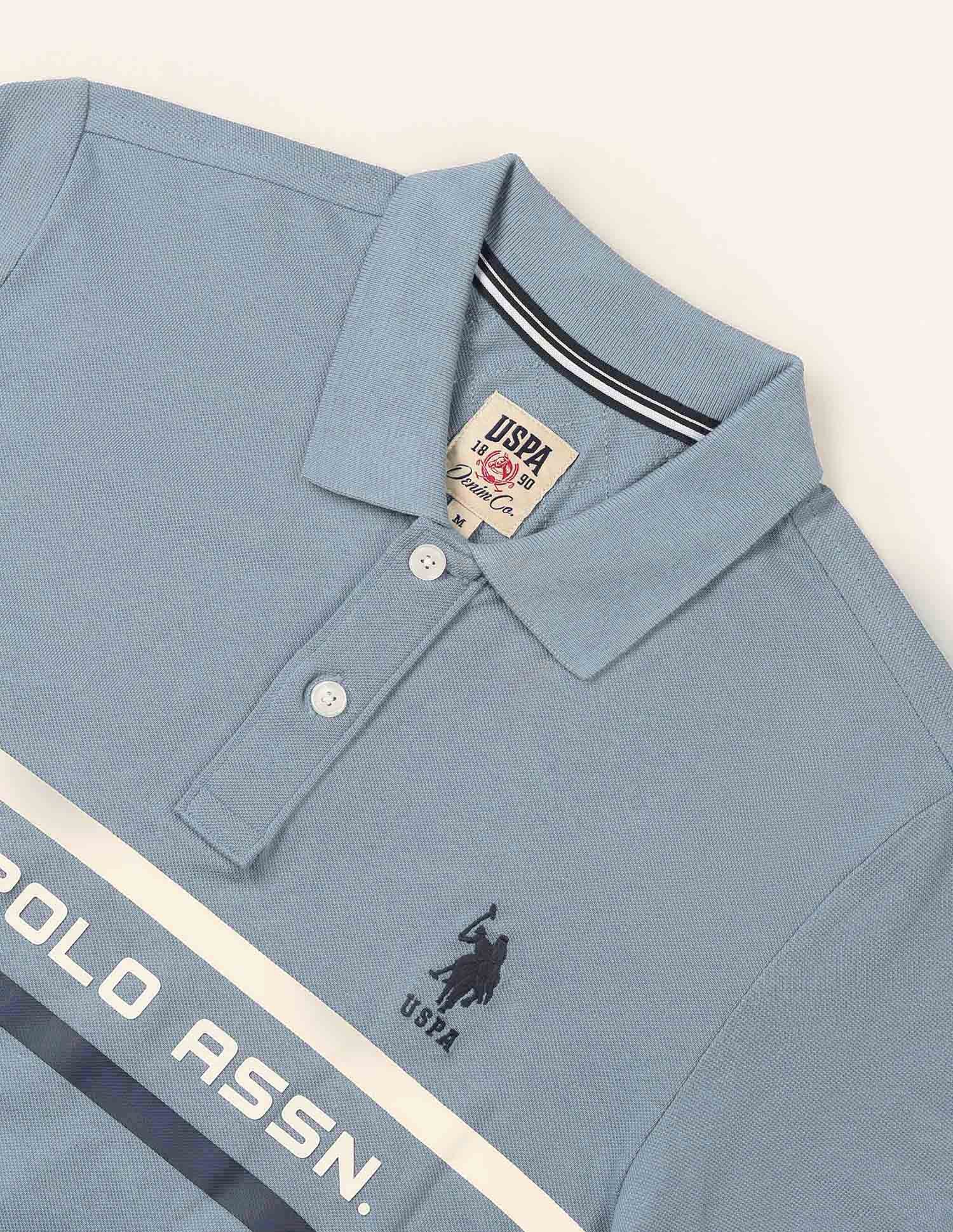 Brand Printed Muscle Fit Polo Shirt Blue - U.S. Polo Assn. India | Large