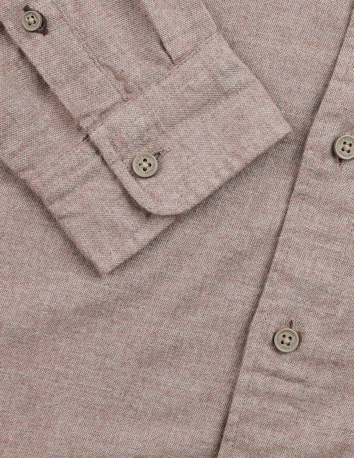 Solid Twill Regular Fit Shirt Khaki - U.S. POLO ASSN. | Large