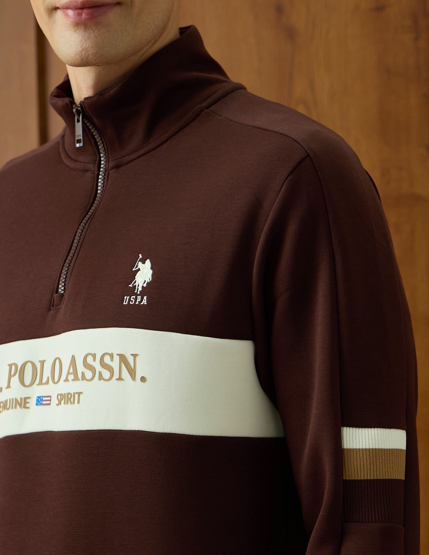 Brand Embossed Varsity Theatre Sweatshirt Dark Brown - U.S. POLO ASSN. | Large