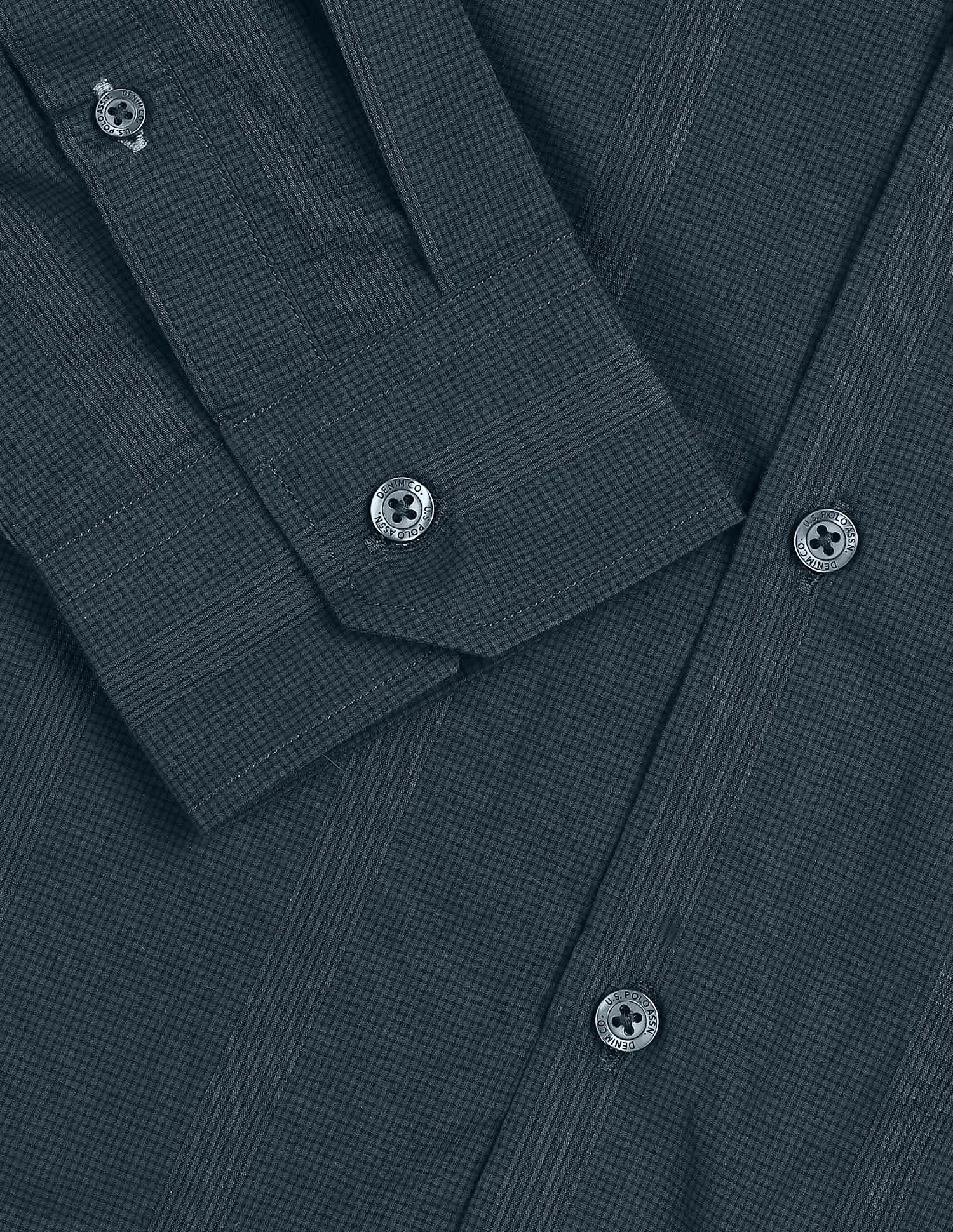 Micro Checked Black & Gold Shirt Teal - U.S. Polo Assn. India | Large