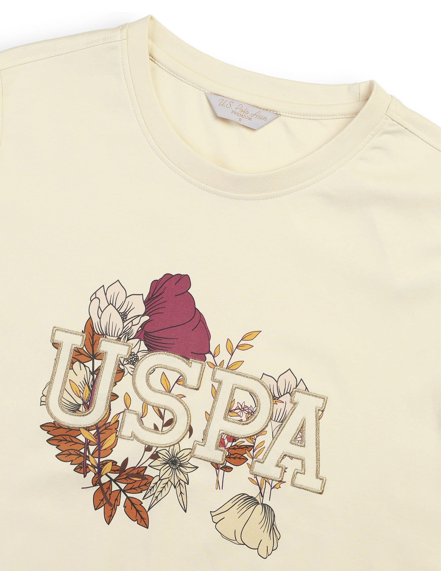 Boxy Fit Brand Printed T-Shirt Ecru - U.S. Polo Assn. India | Large