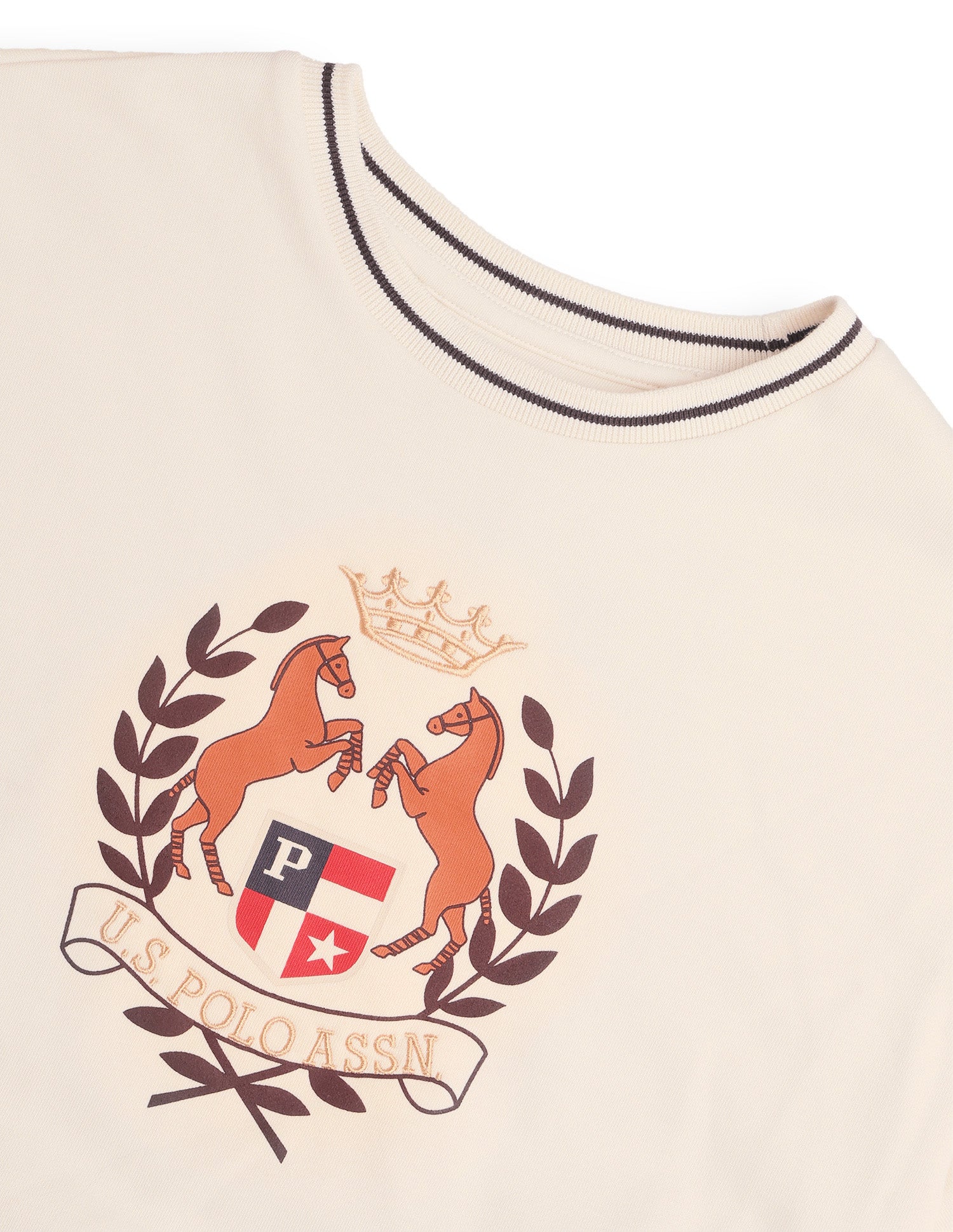 Graphic Brand Printed Relaxed Fit Sweatshirt Ecru - U.S. Polo Assn. India | Large