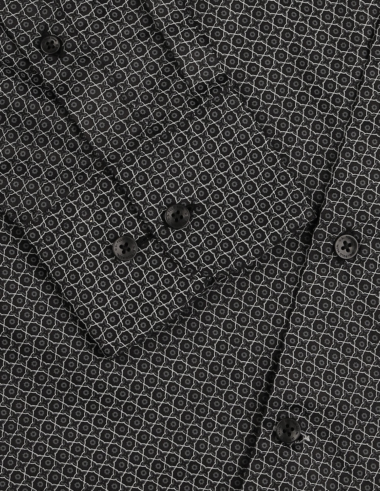 Geometric Printed Satin Shirt Black - U.S. Polo Assn. India | Large