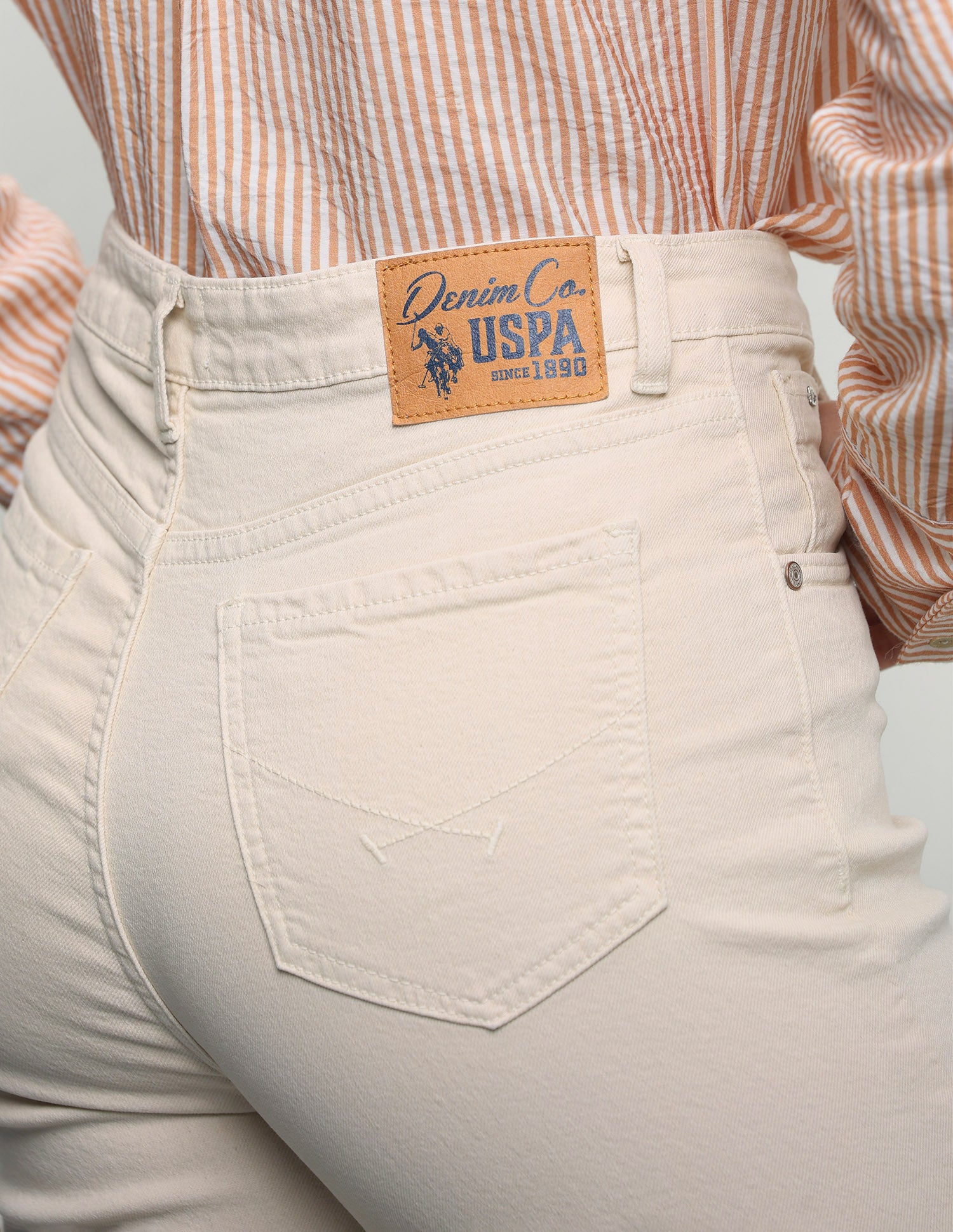 High Rise Bootcut Fit Jeans Ecru - U.S. Polo Assn. India | Large