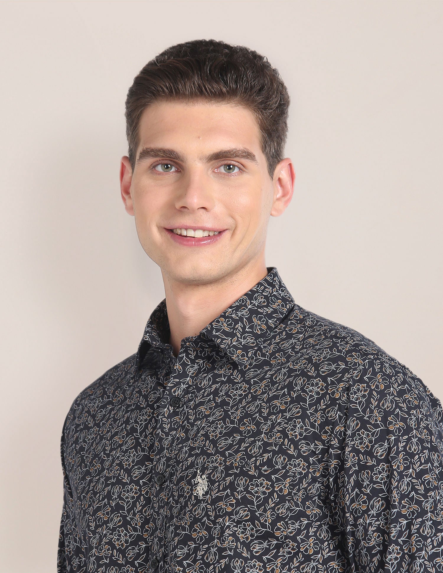 Premium Cotton Floral Shirt Black - U.S. Polo Assn. India | Large