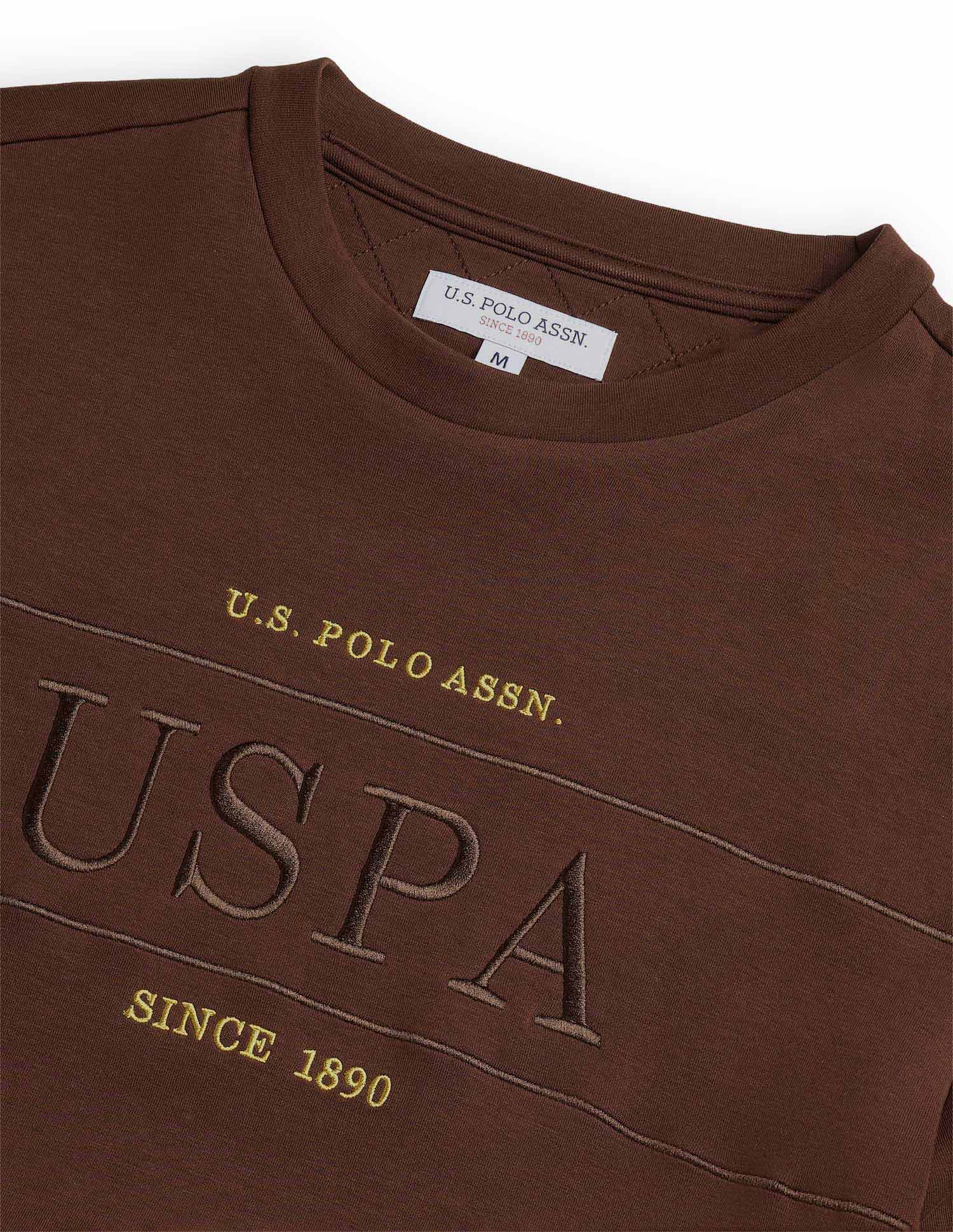 Brand Embroidered Equestrian Aisle Theater Sweatshirt Dark Brown - U.S. POLO ASSN. | Large