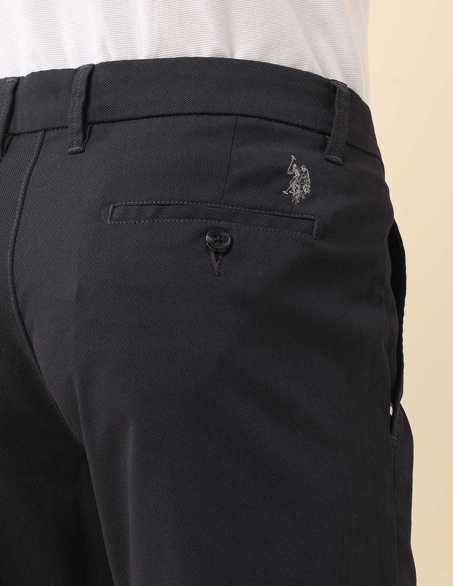 Denver Slim Fit Twill Trousers Black - U.S. Polo Assn. India | Large