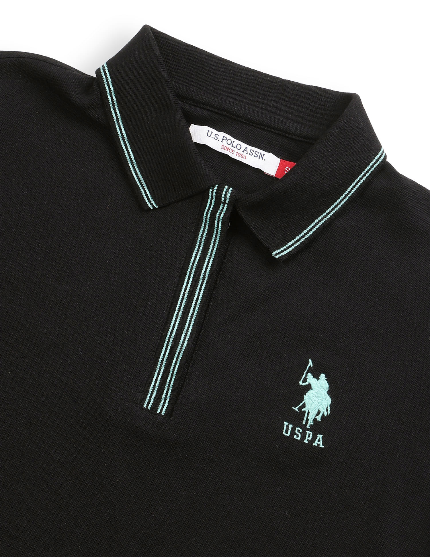 Tipped Collar Regular Fit Polo Shirt Balck - U.S. Polo Assn. India | Large