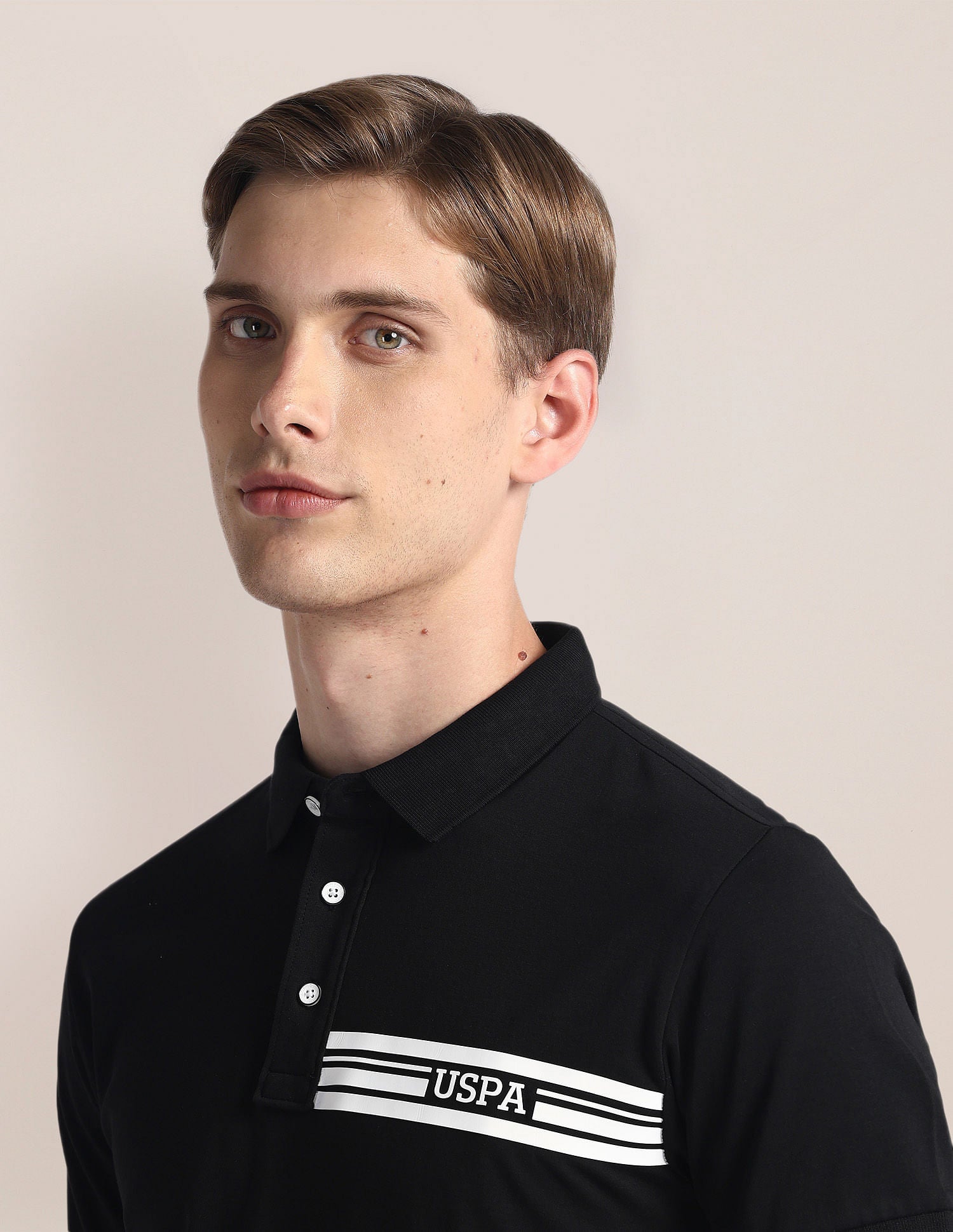 Brand Print Slim Polo Shirt Black - U.S. Polo Assn. India | Large