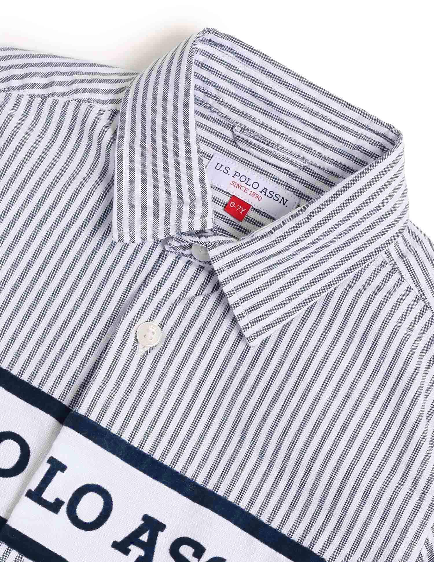 Boys Vertical Stripes Oxford Shirt Navy - U.S. POLO ASSN. | Large