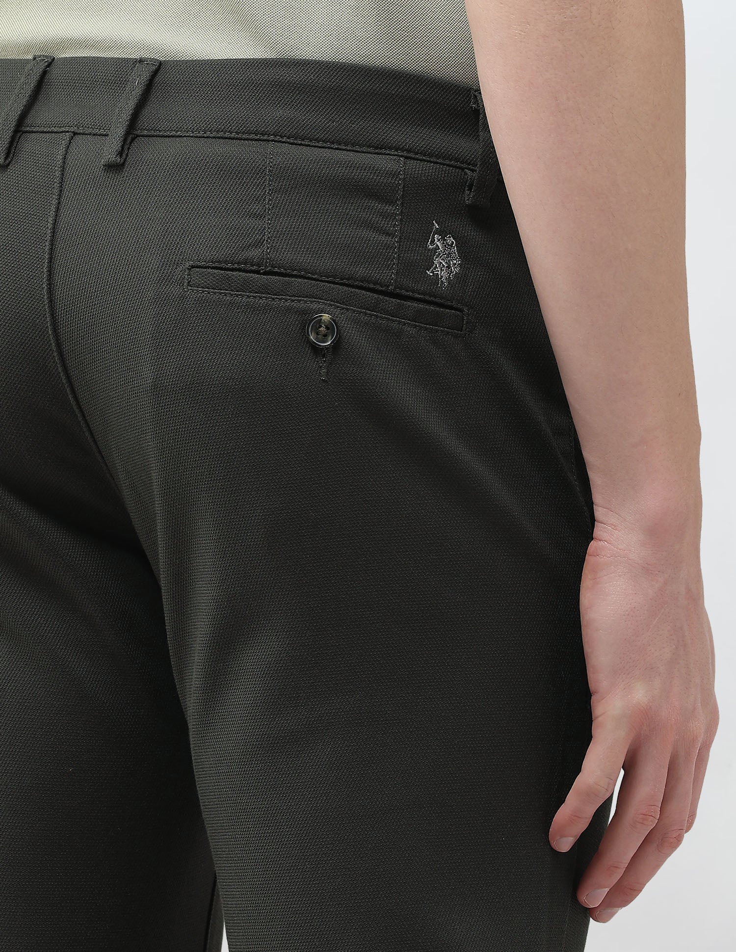 Denver Slim Fit Satin Trousers Dark Olive - U.S. Polo Assn. India | Large