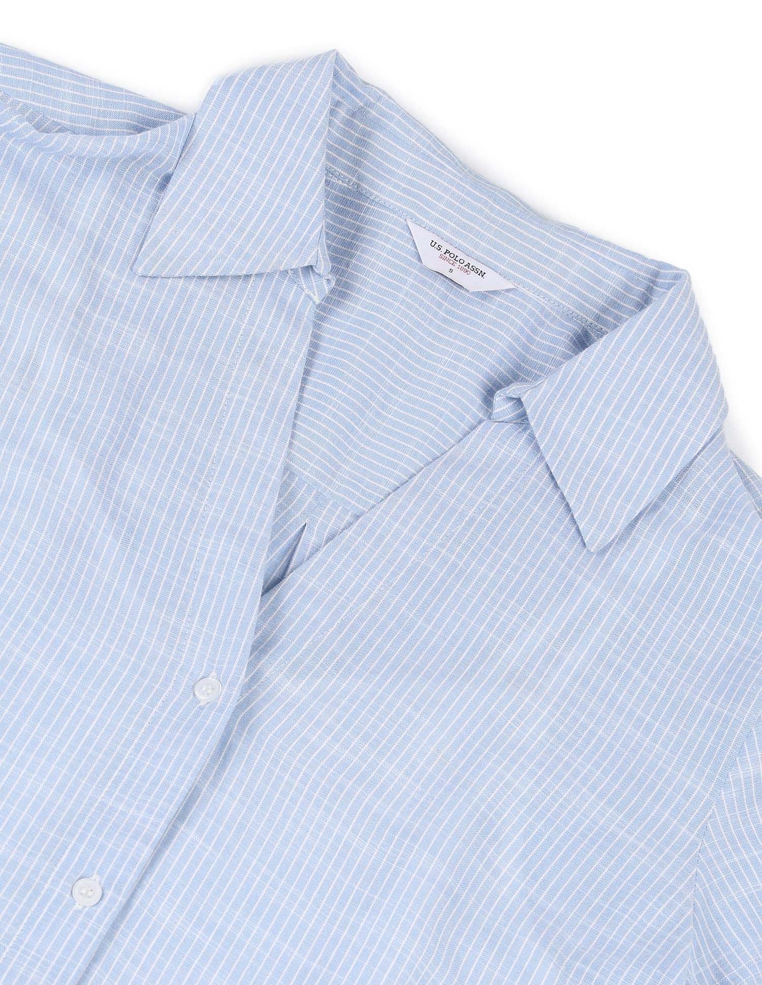 Schiffli Midi Shirt Dress Light Blue - U.S. Polo Assn. India | Large