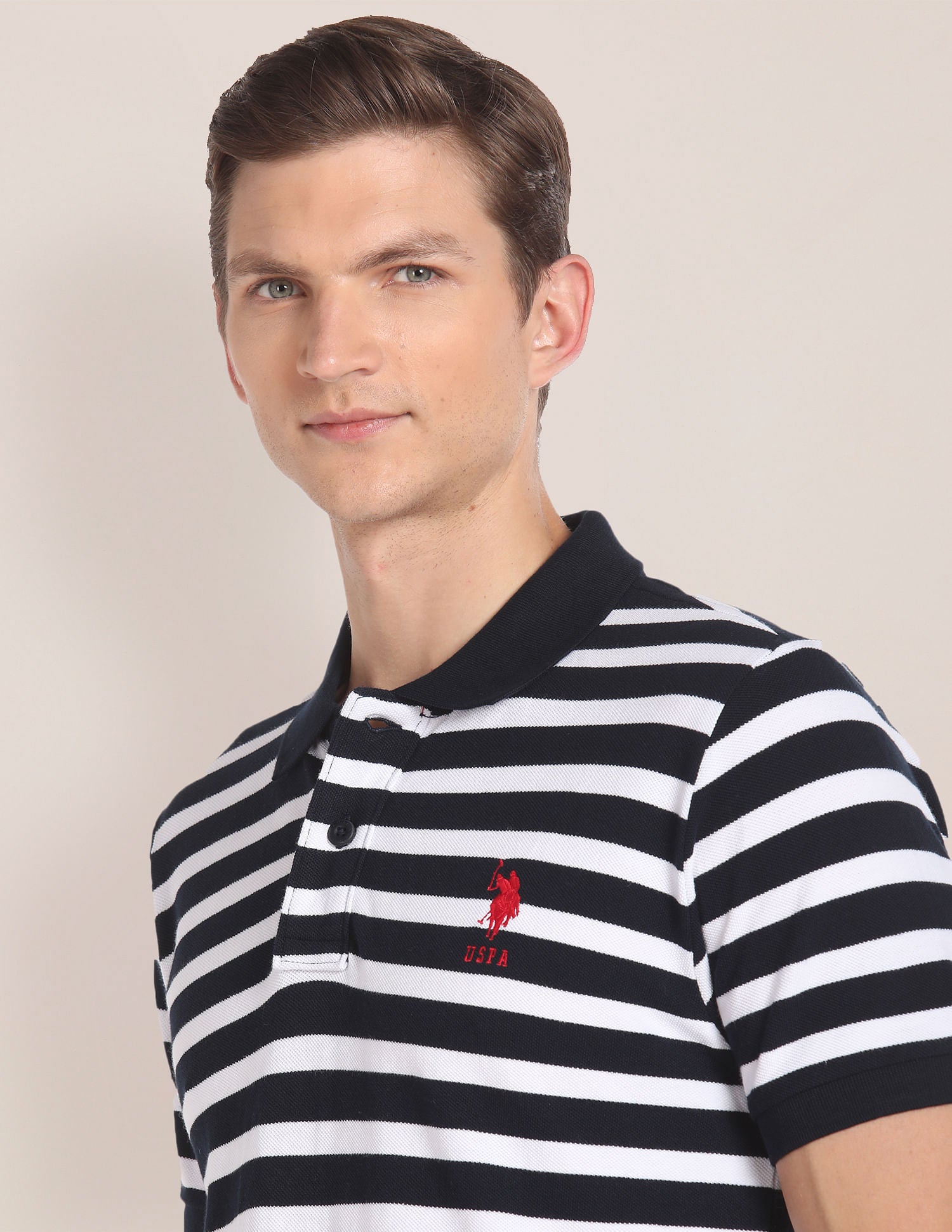 Horizontal Stripe Cotton Polo Shirt Navy - U.S. POLO ASSN. | Large