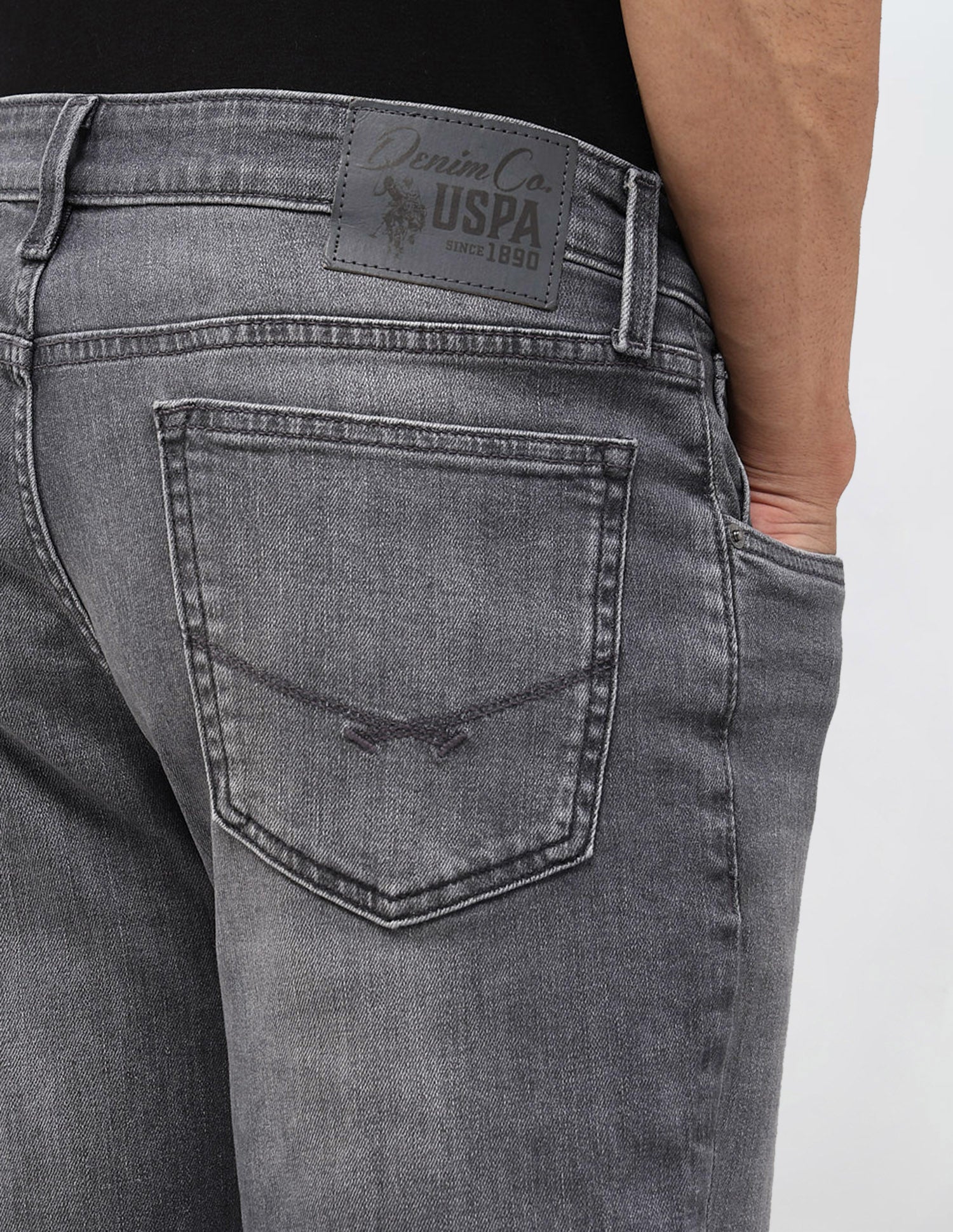 Brandon Slim Tapered Fit Grey Jeans Dark Grey Wash - U.S. POLO ASSN. | Large