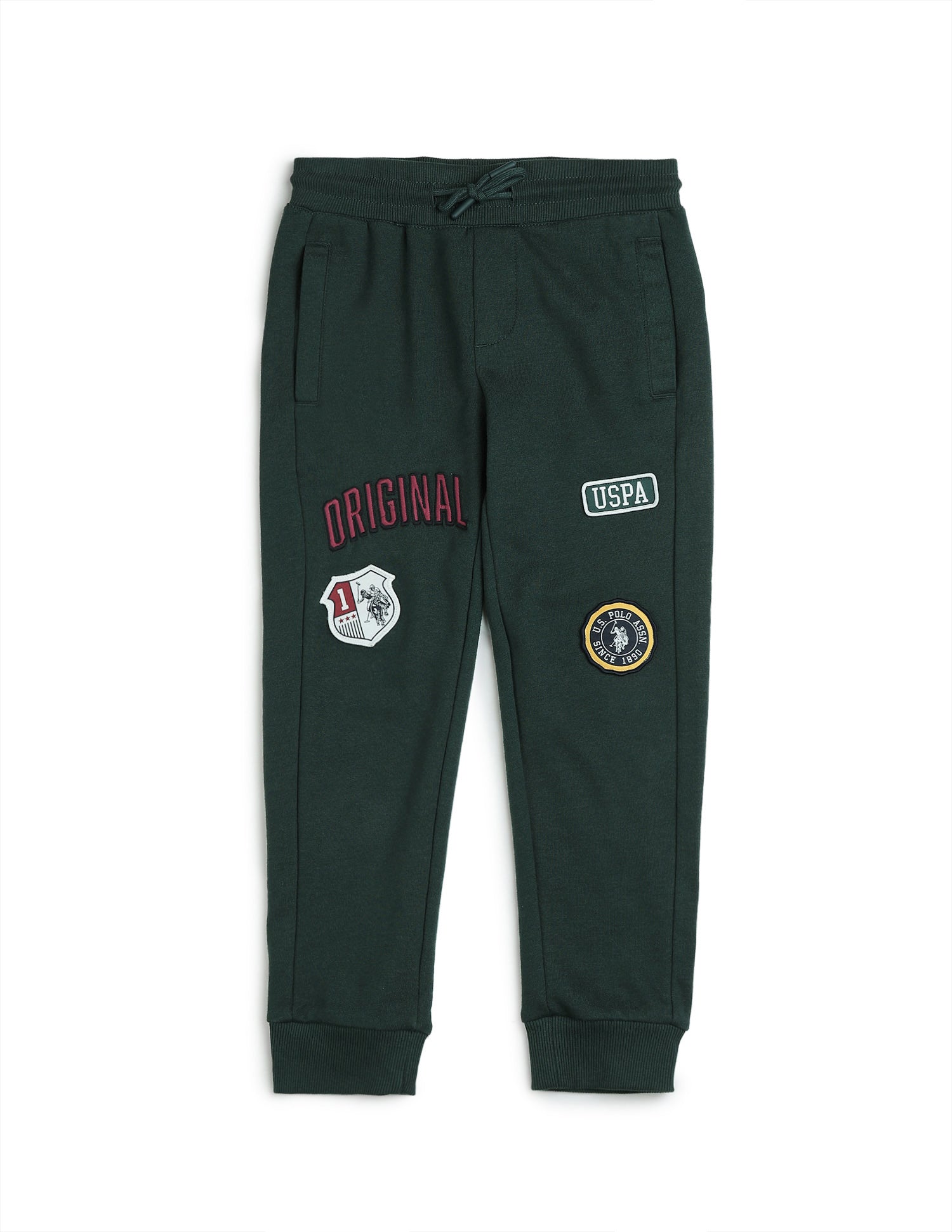 Boys Brand Appliqued Regular Fit Joggers Dark Green - U.S. POLO ASSN. | Large