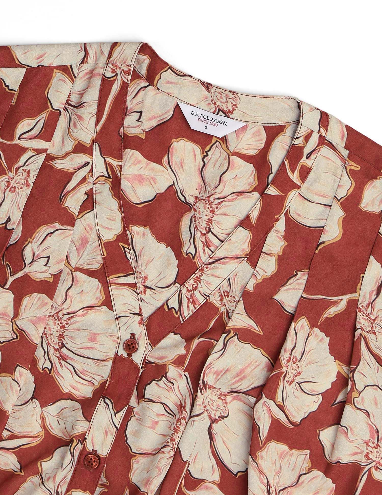 Relaxed Fit Floral Printed Top Brown - U.S. POLO ASSN. | Large